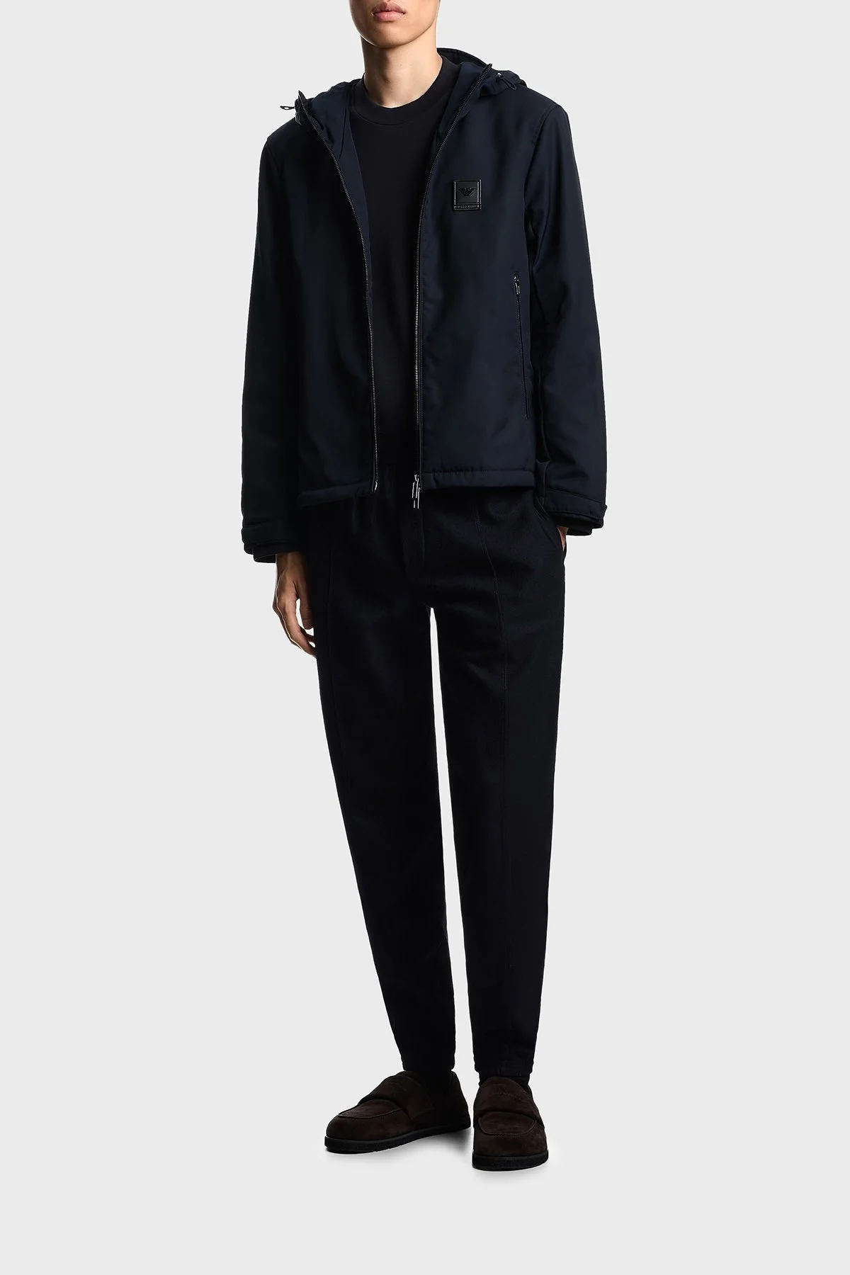 Emporio Armani Logolu Regular Fit Kapüşonlu Erkek Mont EM003417 AF18264 UB118 LACİVERT - 2