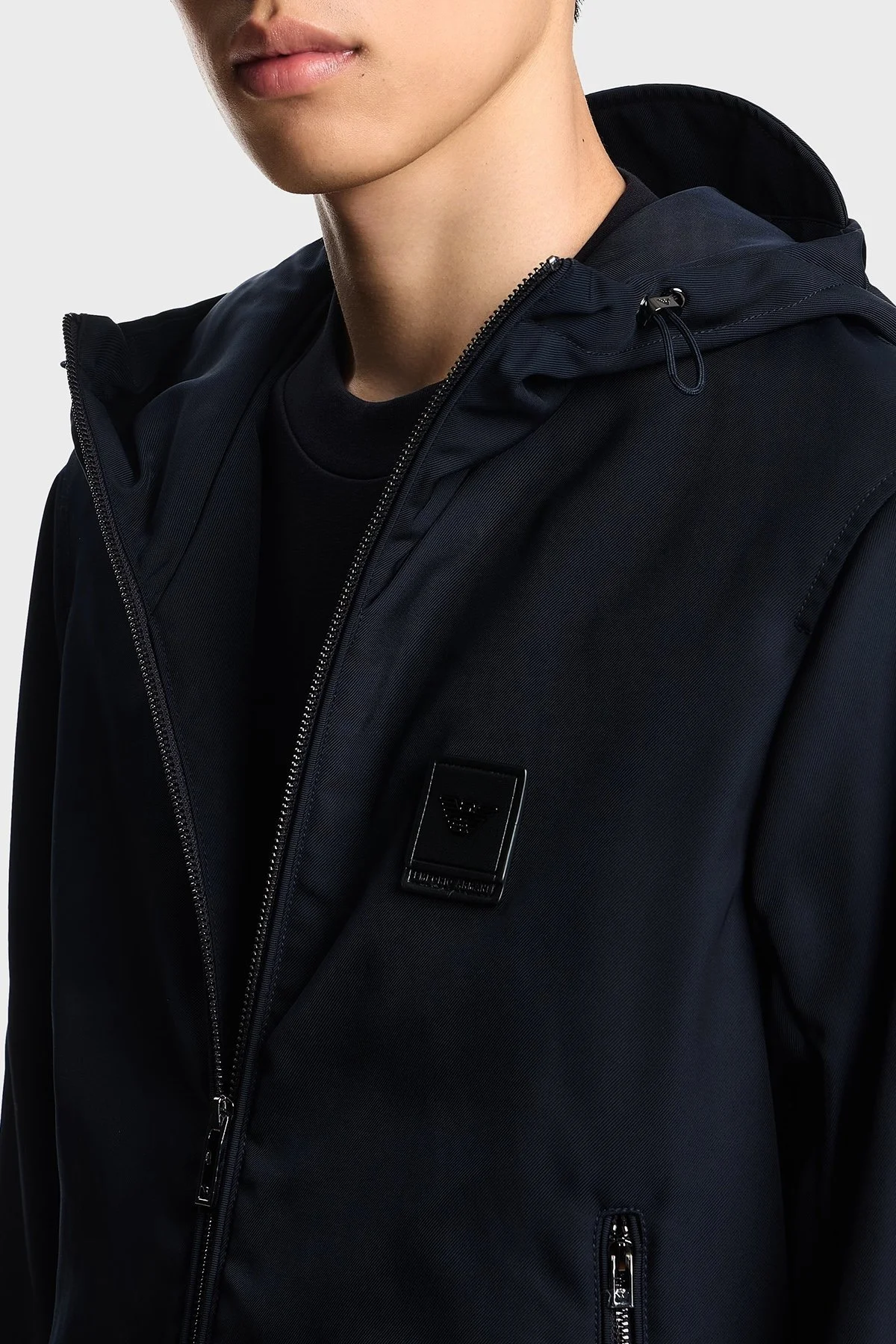 Emporio Armani Logolu Regular Fit Kapüşonlu Erkek Mont EM003417 AF18264 UB118 LACİVERT - 4