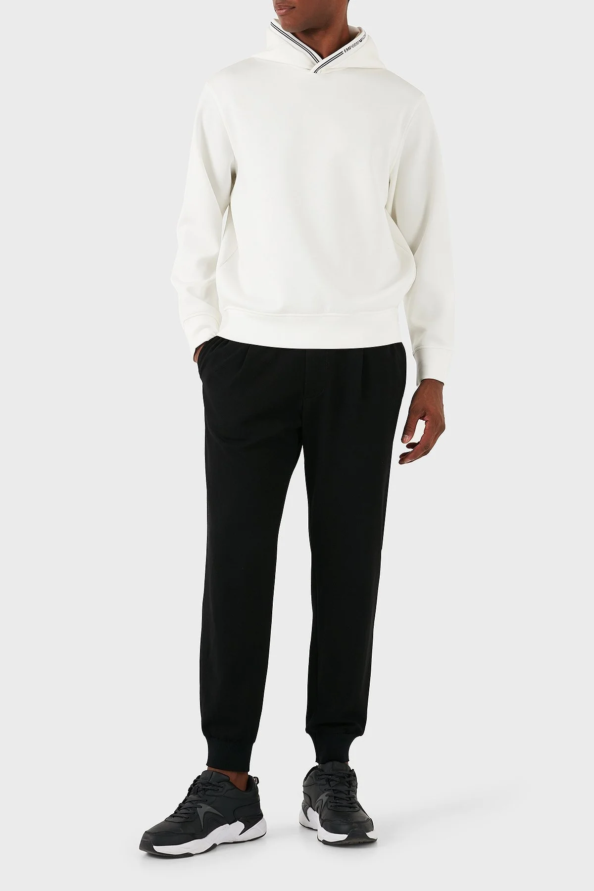 Emporio Armani Logolu Regular Fit Kapüşonlu Erkek Sweat 6D1M99 1JRRZ 0101 BEYAZ - 2