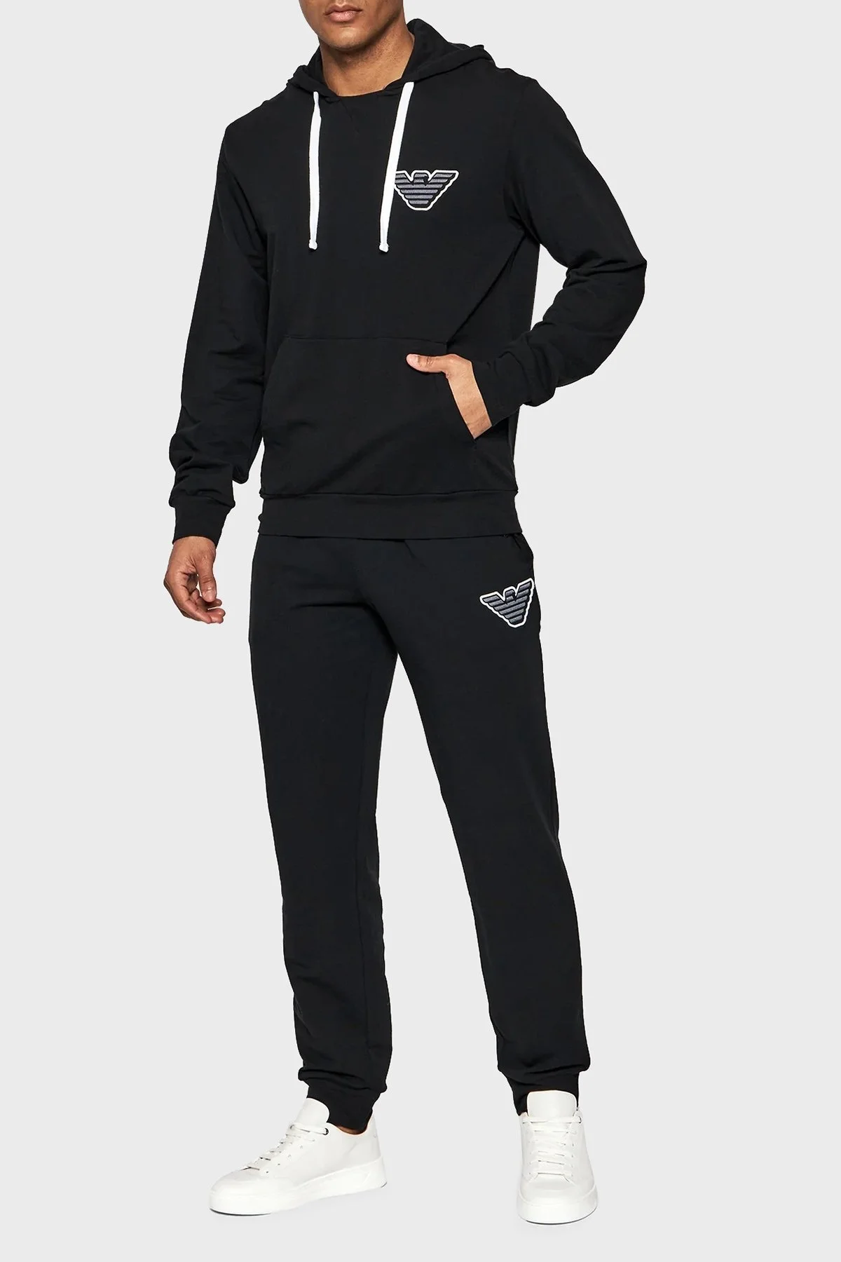 Emporio Armani Logolu Regular Fit Kapüşonlu Kanguru Cepli Pamuklu Erkek Sweat S 111753 2R575 00020 SİYAH - 2