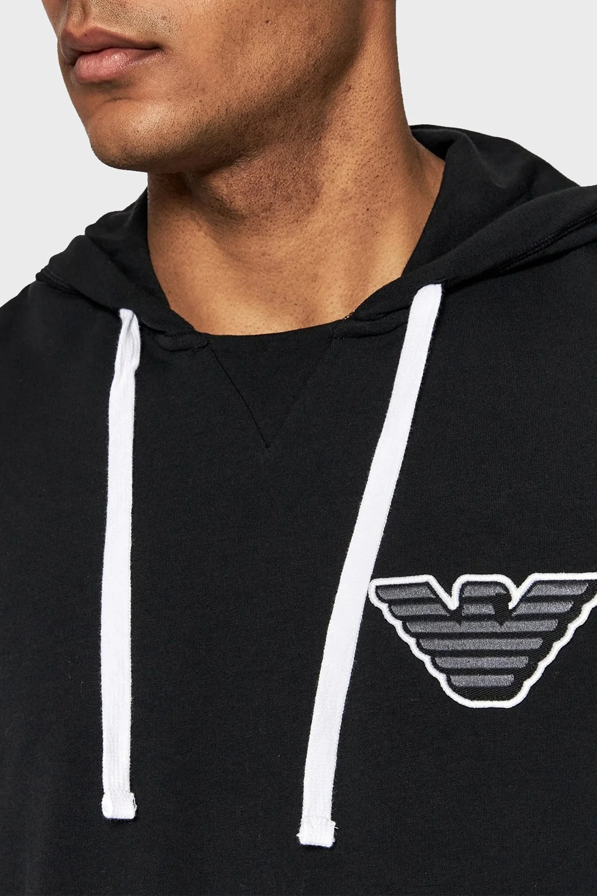 Emporio Armani Logolu Regular Fit Kapüşonlu Kanguru Cepli Pamuklu Erkek Sweat S 111753 2R575 00020 SİYAH - 4