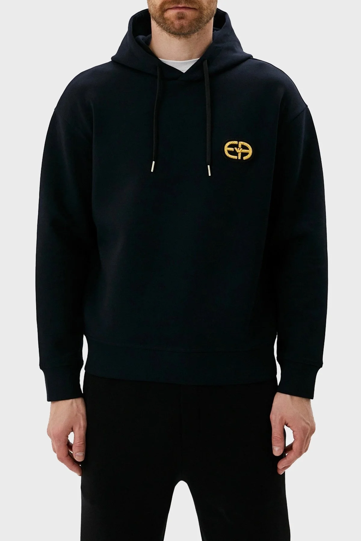 Emporio Armani Logolu Regular Fit Kapüşonlu Pamuklu Erkek Sweat 6L1M84 1JHSZ 0920 LACİVERT - 1