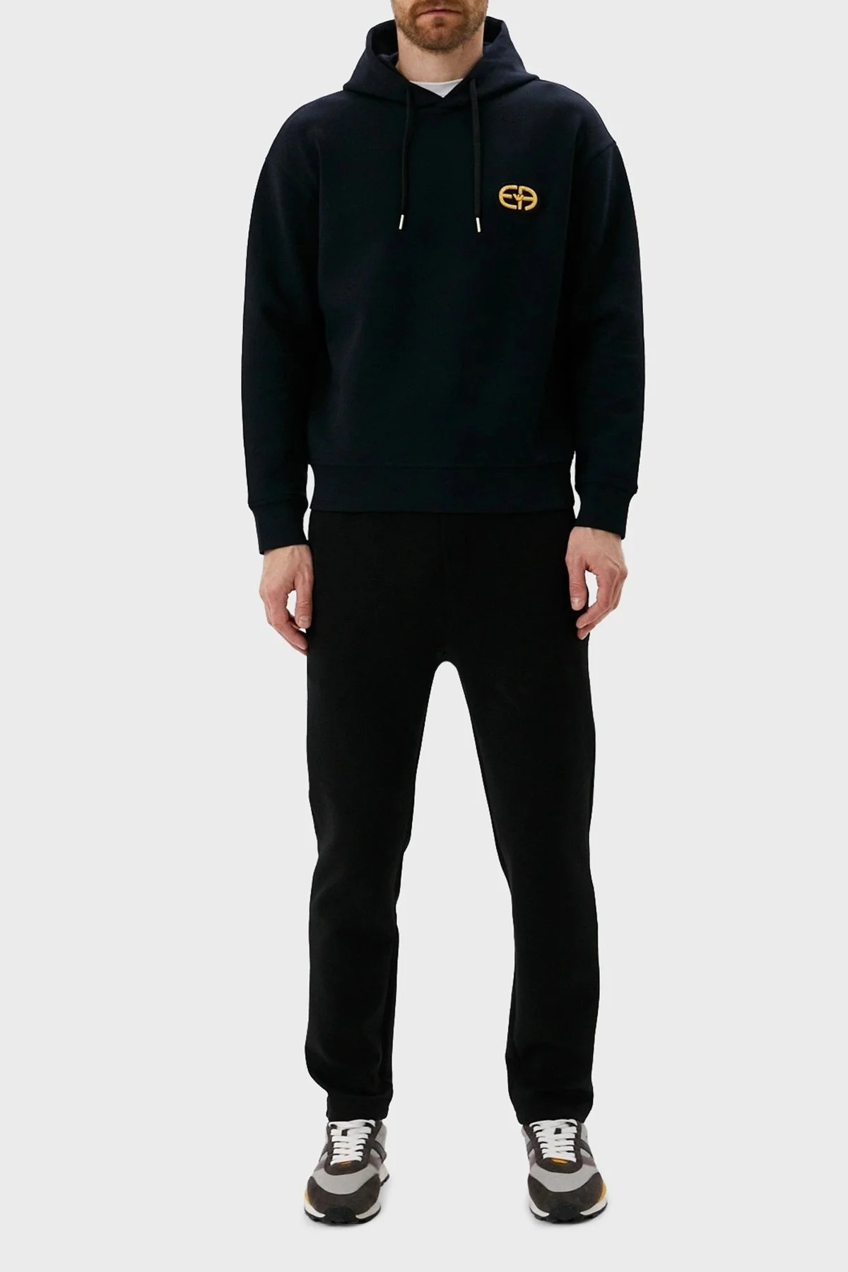 Emporio Armani Logolu Regular Fit Kapüşonlu Pamuklu Erkek Sweat 6L1M84 1JHSZ 0920 LACİVERT - 2