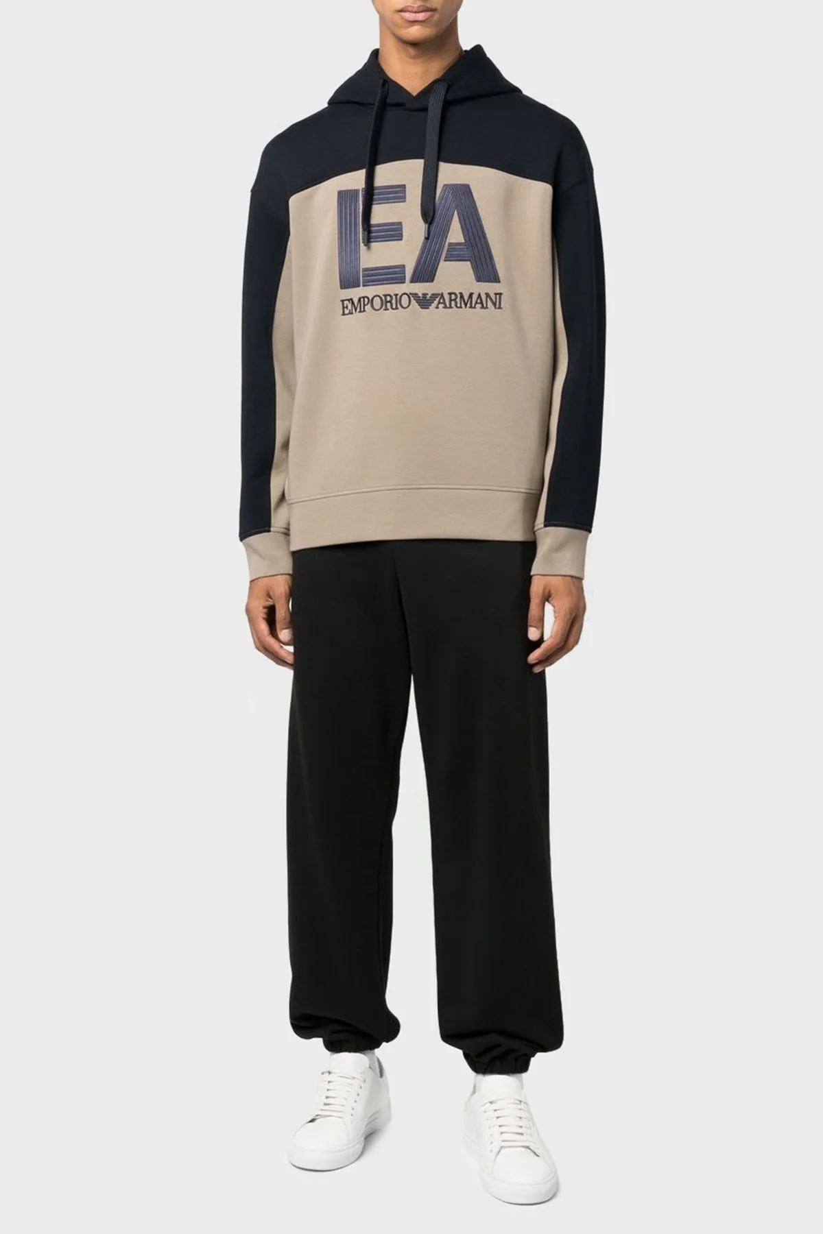 Emporio Armani Logolu Regular Fit Kapüşonlu Pamuklu Erkek Sweat 6L1MB1 1JHSZ 0137 BEJ - 3