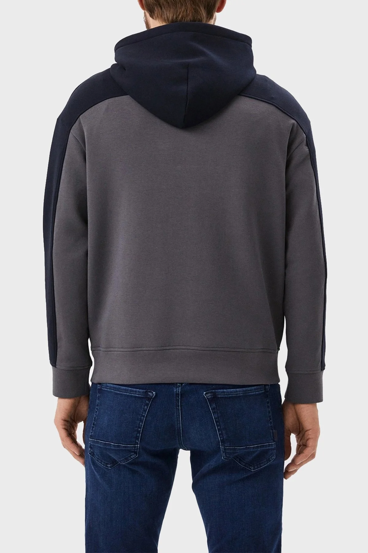Emporio Armani Logolu Regular Fit Kapüşonlu Pamuklu Erkek Sweat 6L1MB1 1JHSZ 0651 GRİ - 3