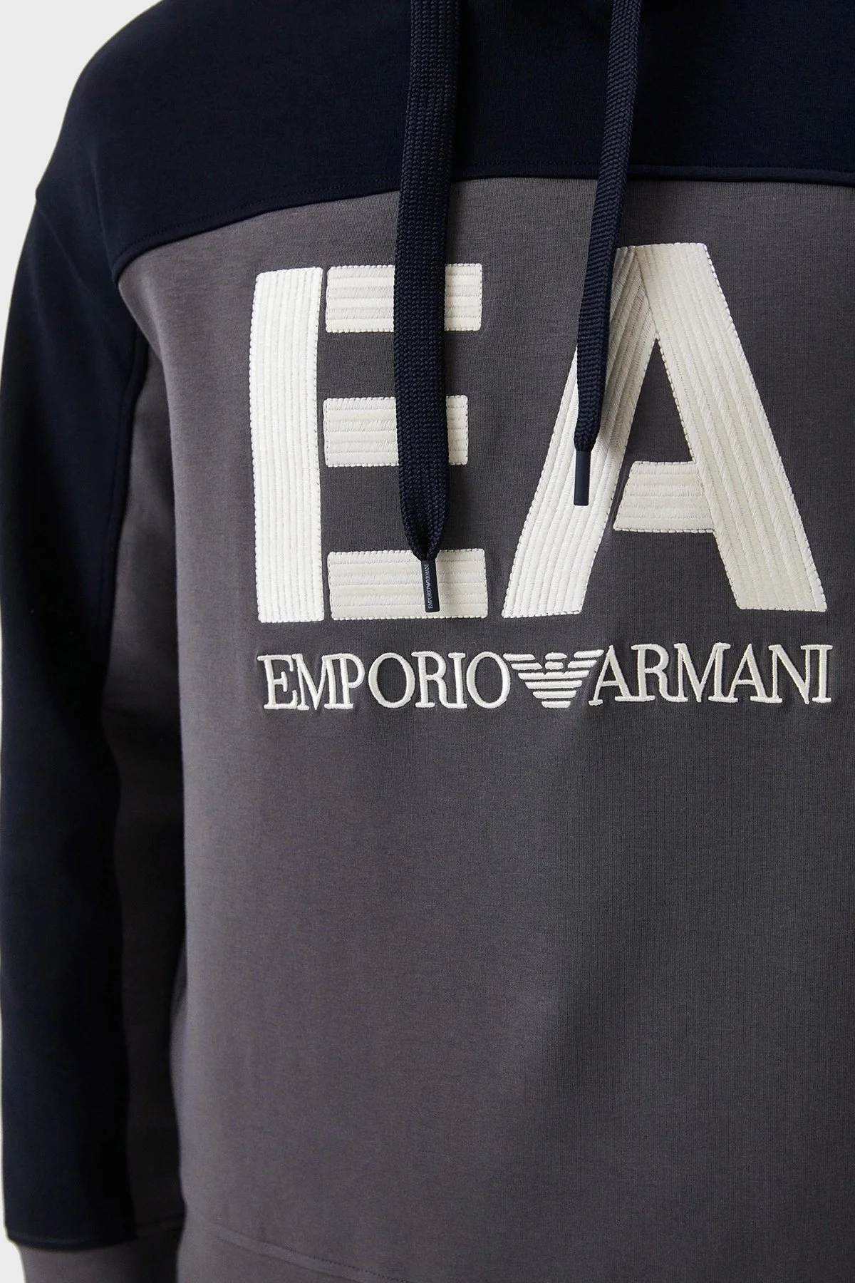 Emporio Armani Logolu Regular Fit Kapüşonlu Pamuklu Erkek Sweat 6L1MB1 1JHSZ 0651 GRİ - 4