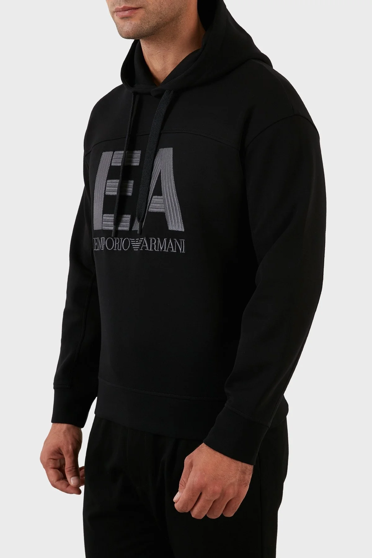 Emporio Armani Logolu Regular Fit Kapüşonlu Pamuklu Erkek Sweat 6L1MB1 1JHSZ 0999 SİYAH - 2