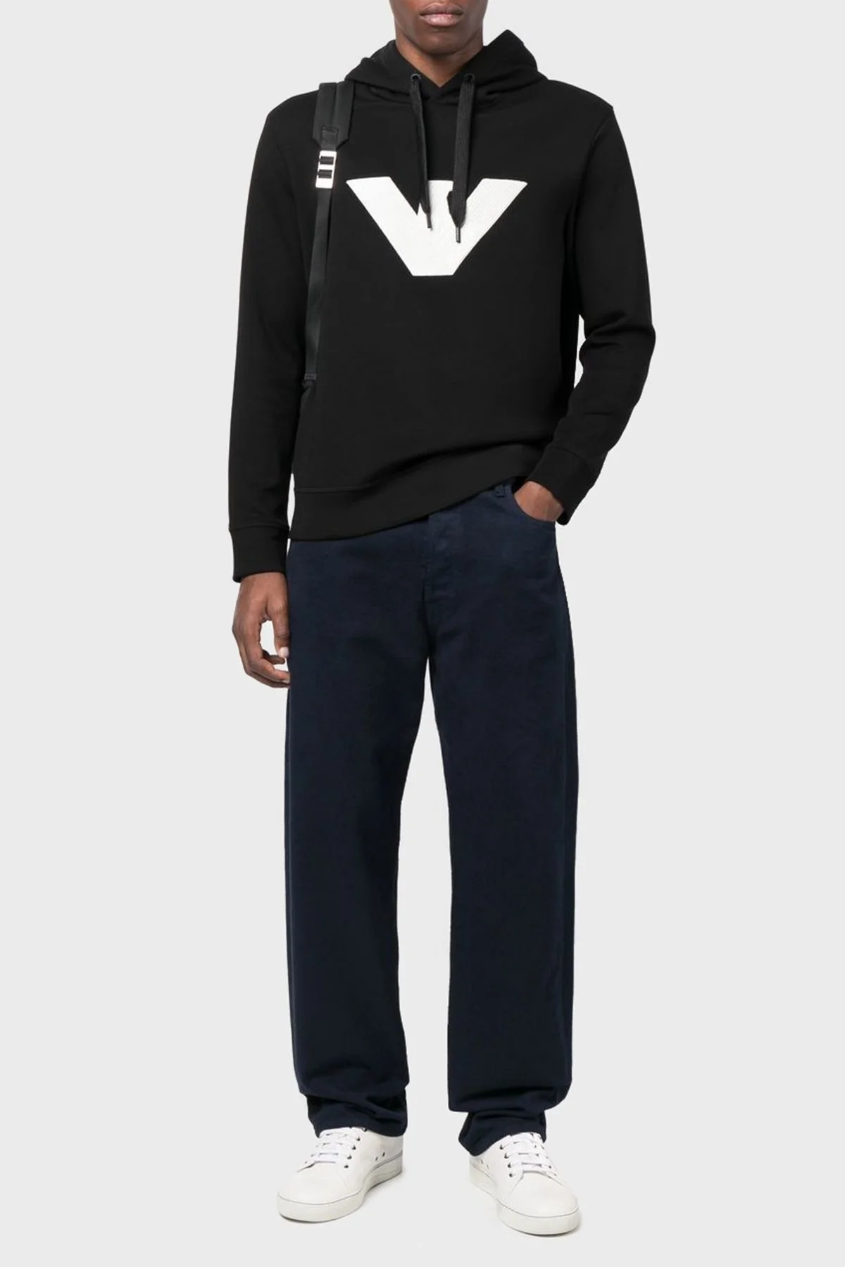 Emporio Armani Logolu Regular Fit Kapüşonlu Pamuklu Erkek Sweat 6L1MP6 1JHSZ 0999 SİYAH - 1