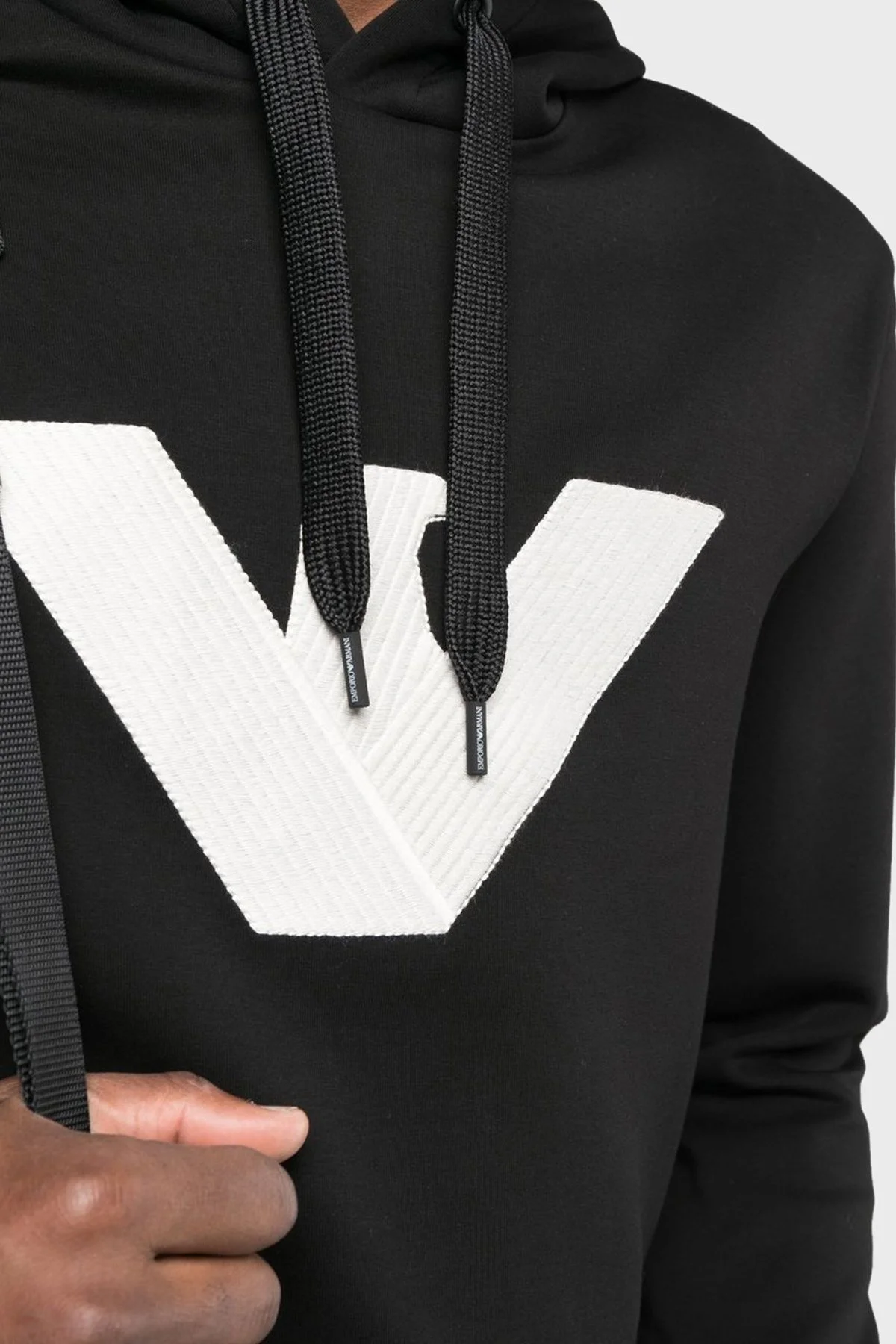 Emporio Armani Logolu Regular Fit Kapüşonlu Pamuklu Erkek Sweat 6L1MP6 1JHSZ 0999 SİYAH - 4