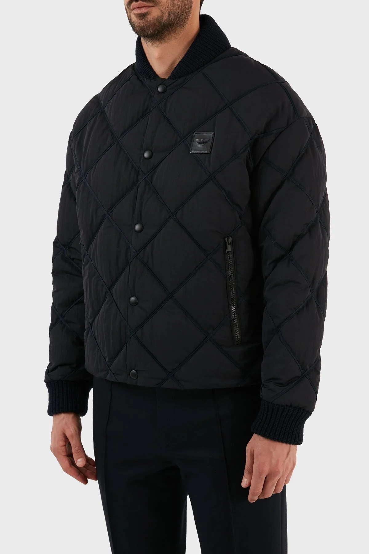 Emporio Armani Logolu Regular Fit Kolej Yaka Cepli Kapitone Erkek Mont 6L1BL2 1NT2Z 0920 LACİVERT - 2