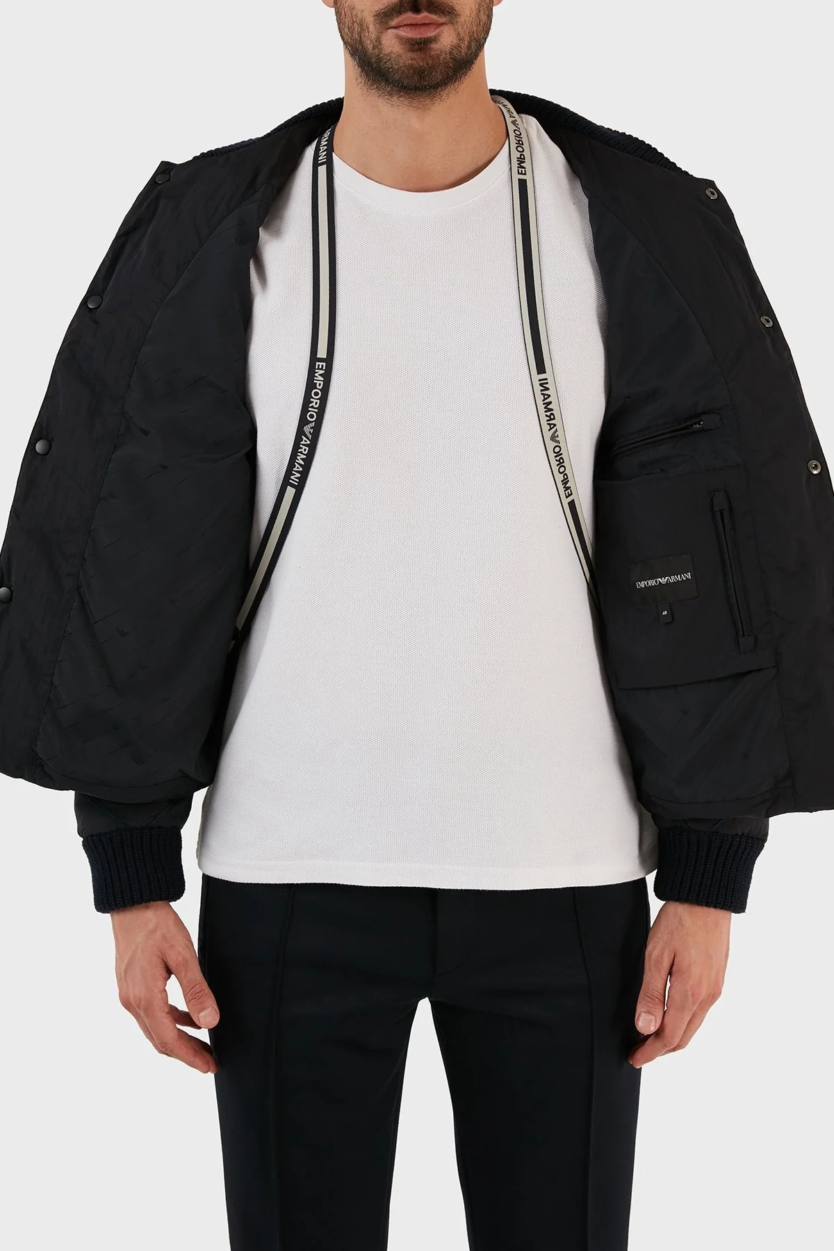 Emporio Armani Logolu Regular Fit Kolej Yaka Cepli Kapitone Erkek Mont 6L1BL2 1NT2Z 0920 LACİVERT - 4