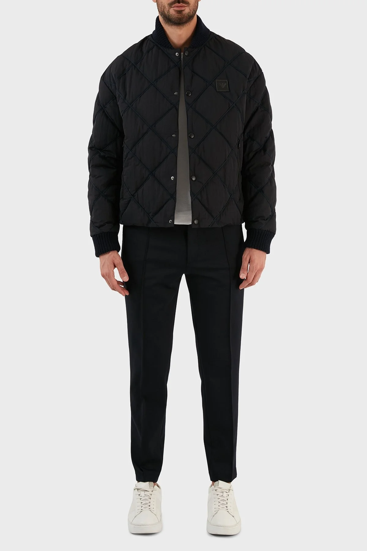 Emporio Armani Logolu Regular Fit Kolej Yaka Cepli Kapitone Erkek Mont 6L1BL2 1NT2Z 0920 LACİVERT - 5