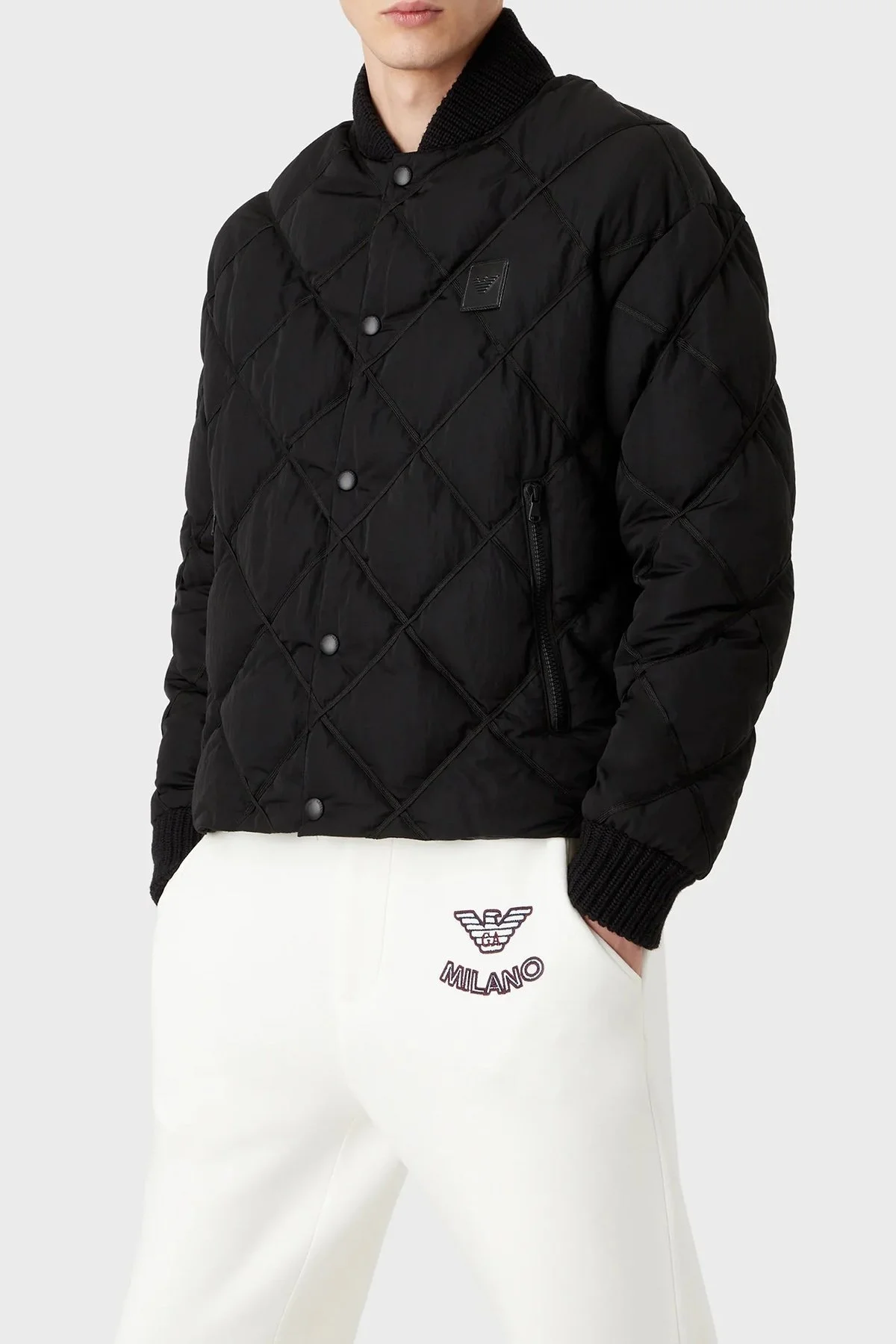 Emporio Armani Logolu Regular Fit Kolej Yaka Cepli Kapitone Erkek Mont 6L1BL2 1NT2Z 0999 SİYAH - 1