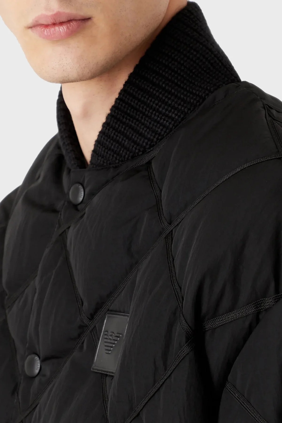 Emporio Armani Logolu Regular Fit Kolej Yaka Cepli Kapitone Erkek Mont 6L1BL2 1NT2Z 0999 SİYAH - 6