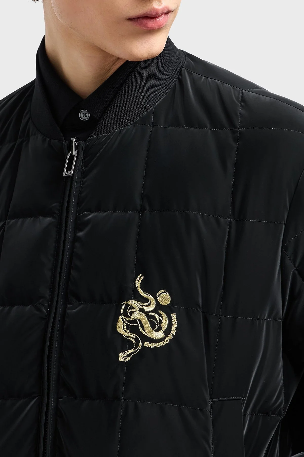 Emporio Armani Logolu Regular Fit Kolej Yaka Çift Taraflı Bomber Erkek Ceket EM001308 AF15383 UC001 SİYAH - 5