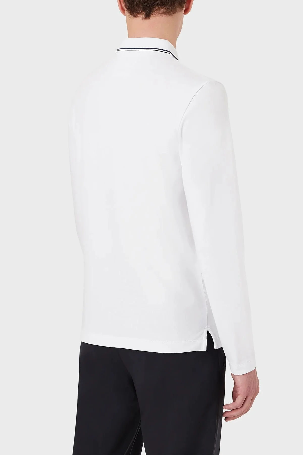 Emporio Armani Logolu Regular Fit Pamuklu Uzun Kollu Erkek Polo T Shirt 8N1FB5 1JPTZ 0100 BEYAZ - 4