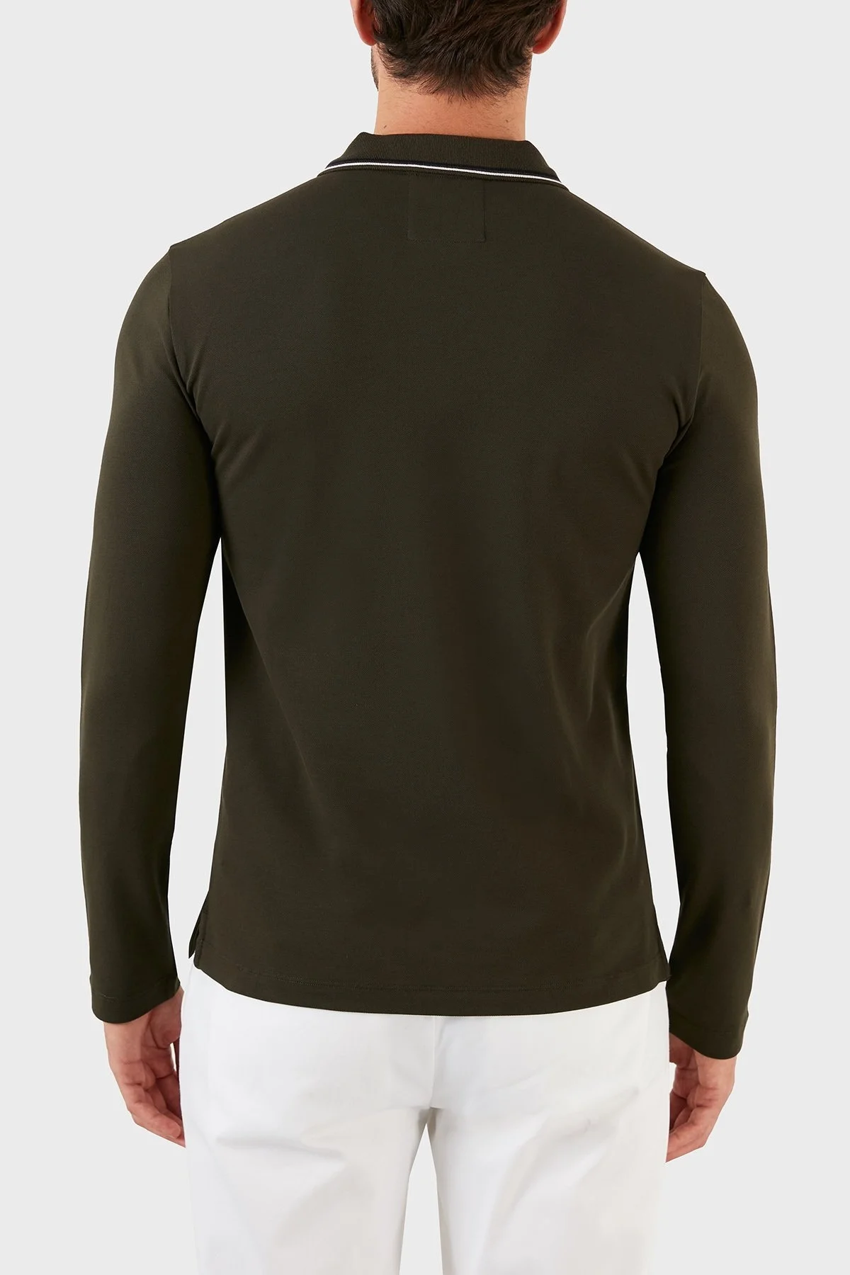 Emporio Armani Logolu Regular Fit Pamuklu Uzun Kollu Erkek Polo T Shirt 8N1FB5 1JPTZ 0558 YEŞİL - 2