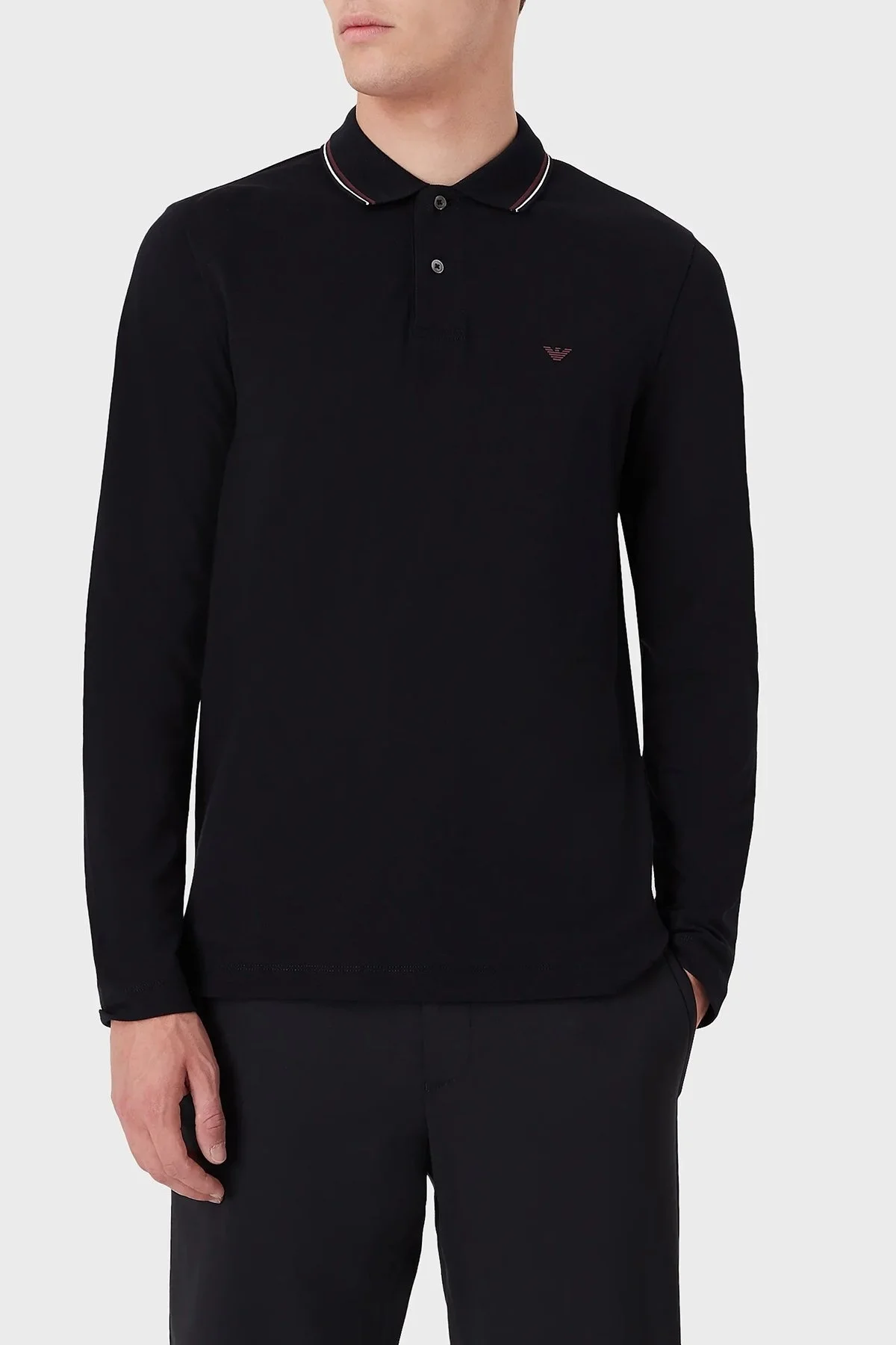 Emporio Armani Logolu Regular Fit Pamuklu Uzun Kollu Erkek Polo T Shirt 8N1FB5 1JPTZ 0920 LACİVERT - 1