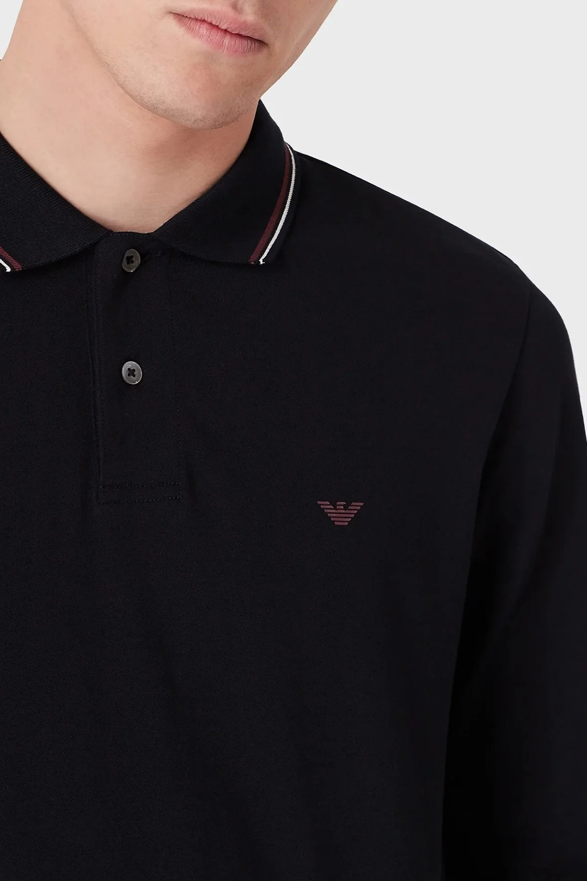 Emporio Armani Logolu Regular Fit Pamuklu Uzun Kollu Erkek Polo T Shirt 8N1FB5 1JPTZ 0920 LACİVERT - 4