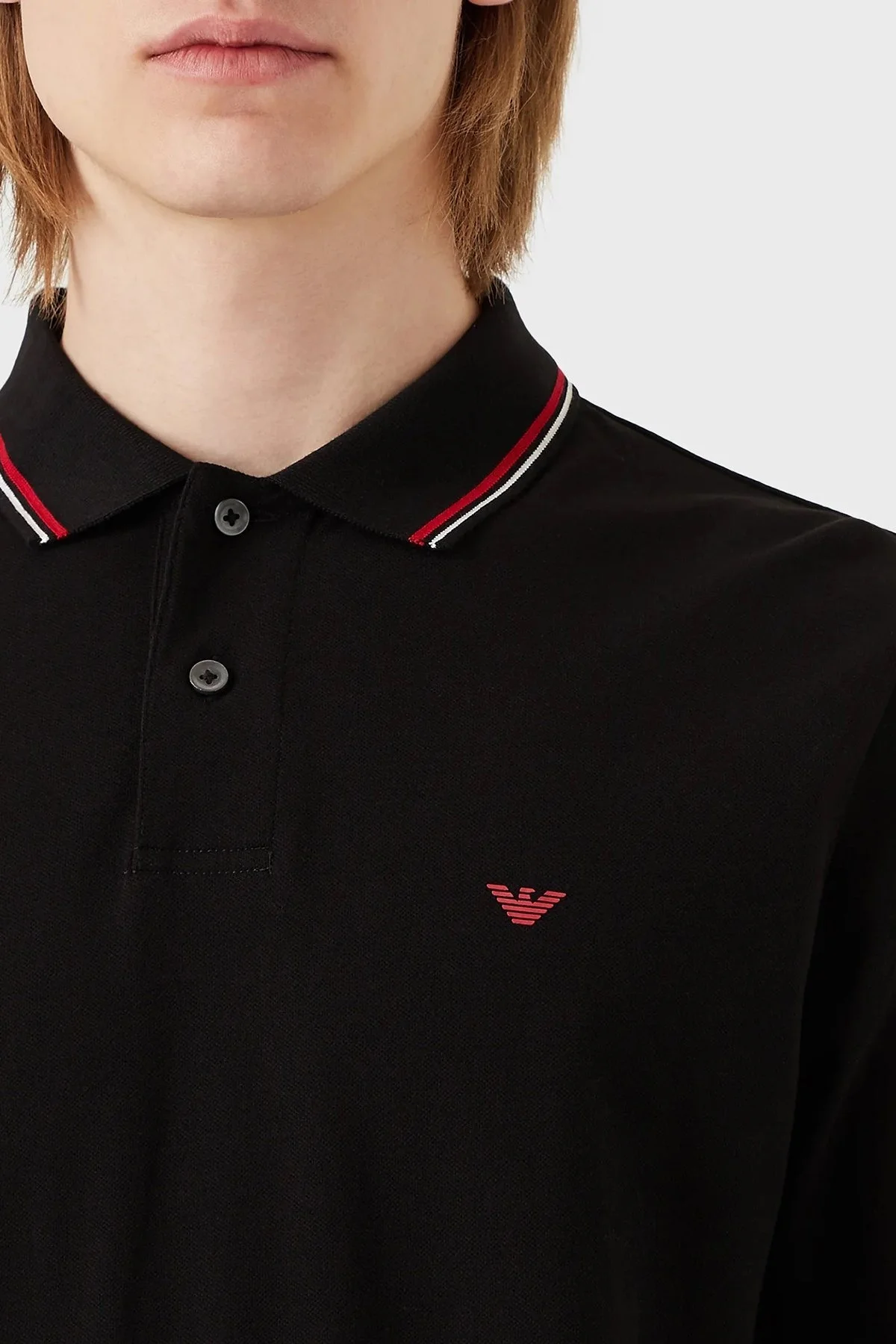 Emporio Armani Logolu Regular Fit Pamuklu Uzun Kollu Erkek Polo T Shirt 8N1FB5 1JPTZ 0999 SİYAH - 2