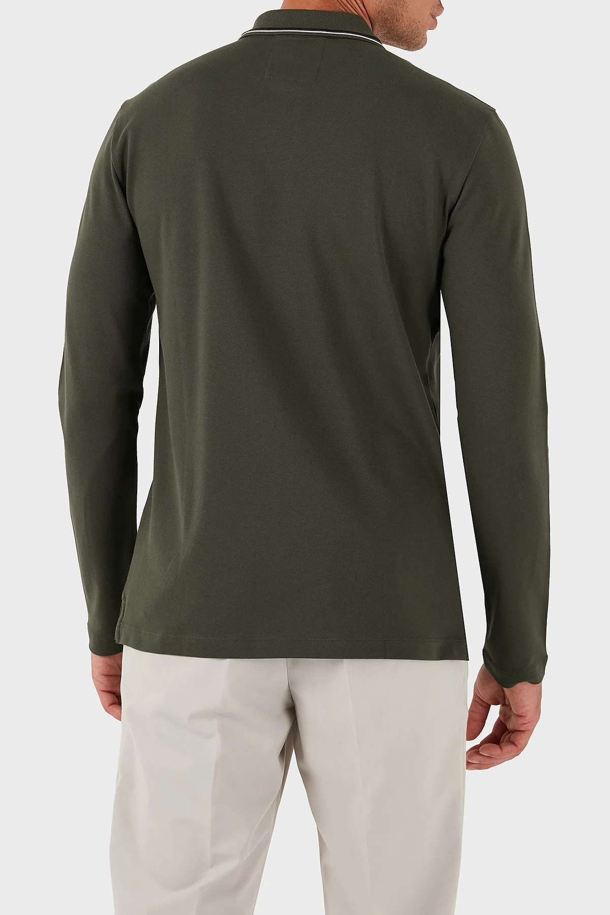 Emporio Armani Logolu Regular Fit Pamuklu Uzun Kollu Erkek Polo Yaka Sweat 8N1FB5 1JPTZ U8120 HAKİ - 2