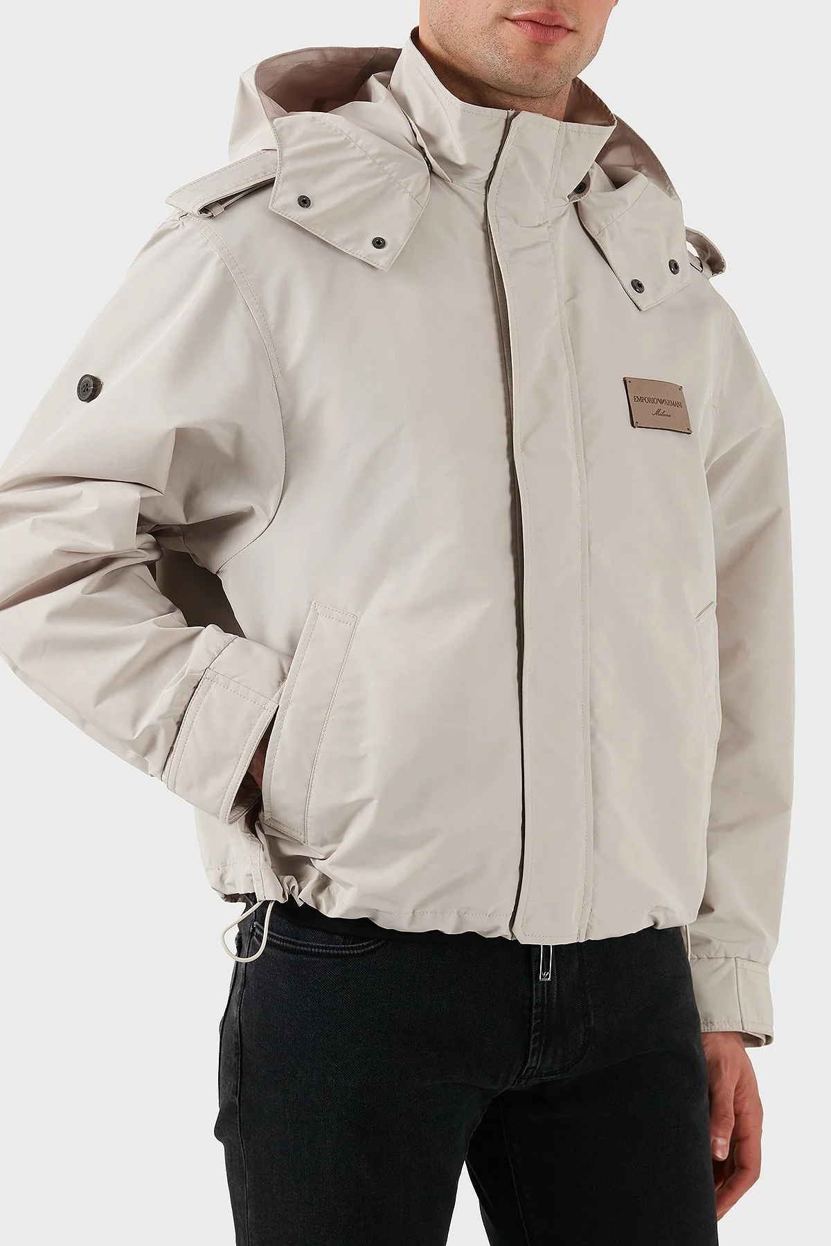 Emporio Armani Logolu Regular Fit Taşınabilir Askılı Çıkarılabilir Kapüşonlu Erkek Mont EM001278 AF13770 U1098 GRİ - 8