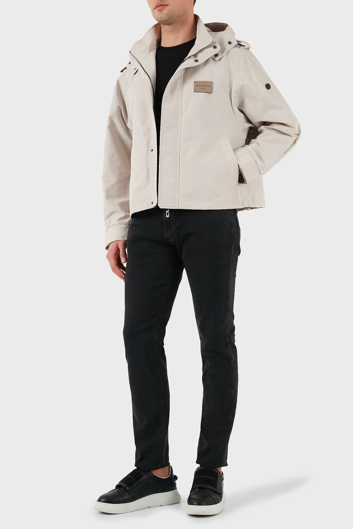 Emporio Armani Logolu Regular Fit Taşınabilir Askılı Çıkarılabilir Kapüşonlu Erkek Mont EM001278 AF13770 U1098 GRİ - 9