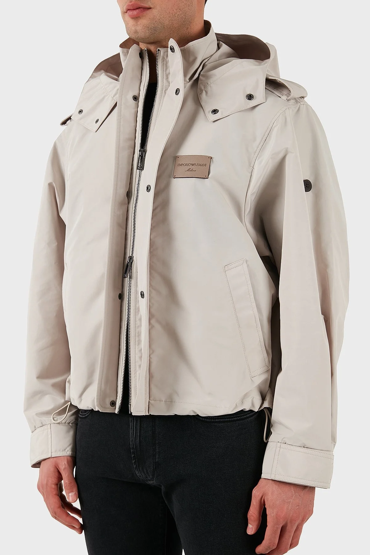 Emporio Armani Logolu Regular Fit Taşınabilir Askılı Çıkarılabilir Kapüşonlu Erkek Mont EM001278 AF13770 U1098 GRİ - 11