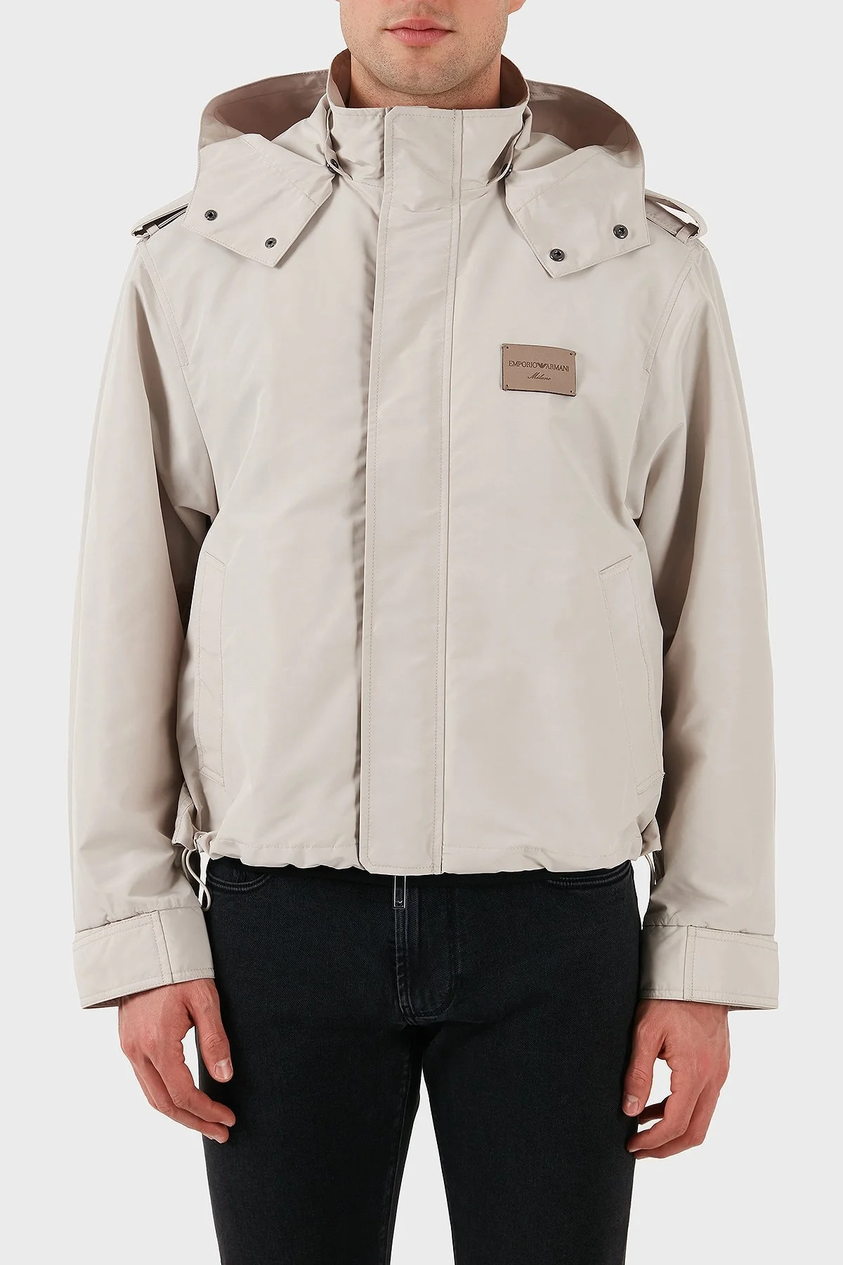 Emporio Armani Logolu Regular Fit Taşınabilir Askılı Çıkarılabilir Kapüşonlu Erkek Mont EM001278 AF13770 U1098 GRİ - 12