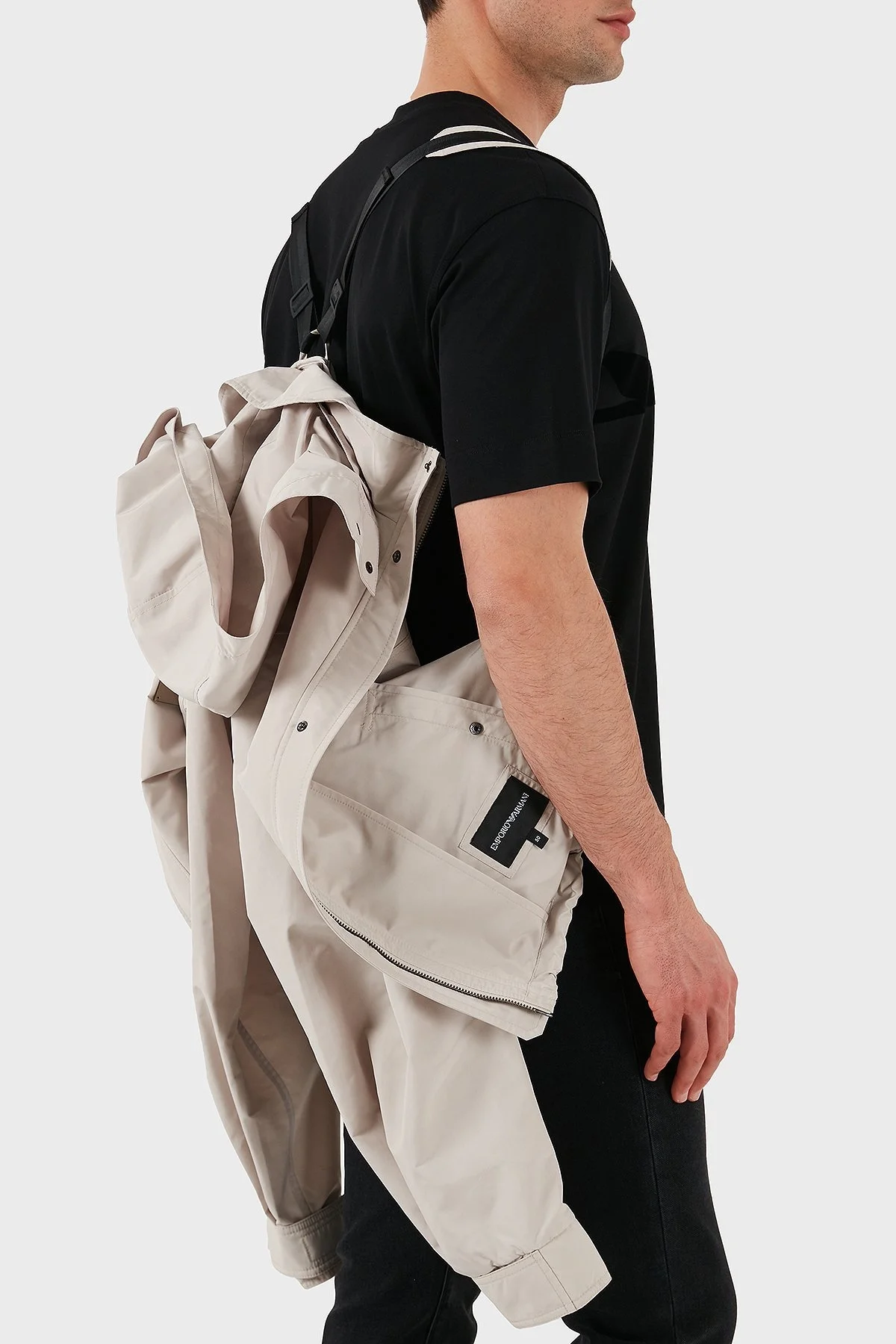 Emporio Armani Logolu Regular Fit Taşınabilir Askılı Çıkarılabilir Kapüşonlu Erkek Mont EM001278 AF13770 U1098 GRİ - 13