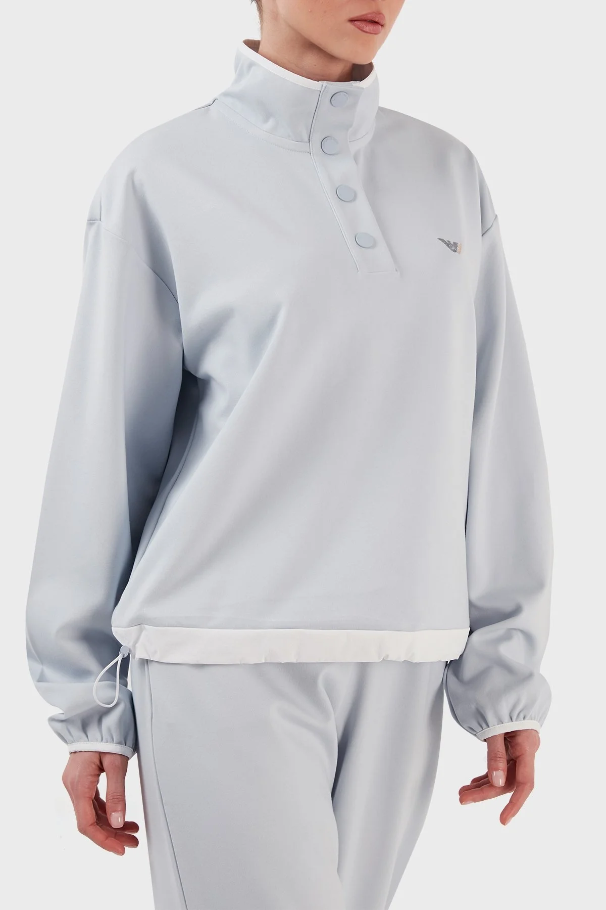 Emporio Armani Logolu Relaxed Fit Dik Yaka Bayan Sweat 3R2M7M 2JWHZ 0703 AÇIK MAVİ - 2