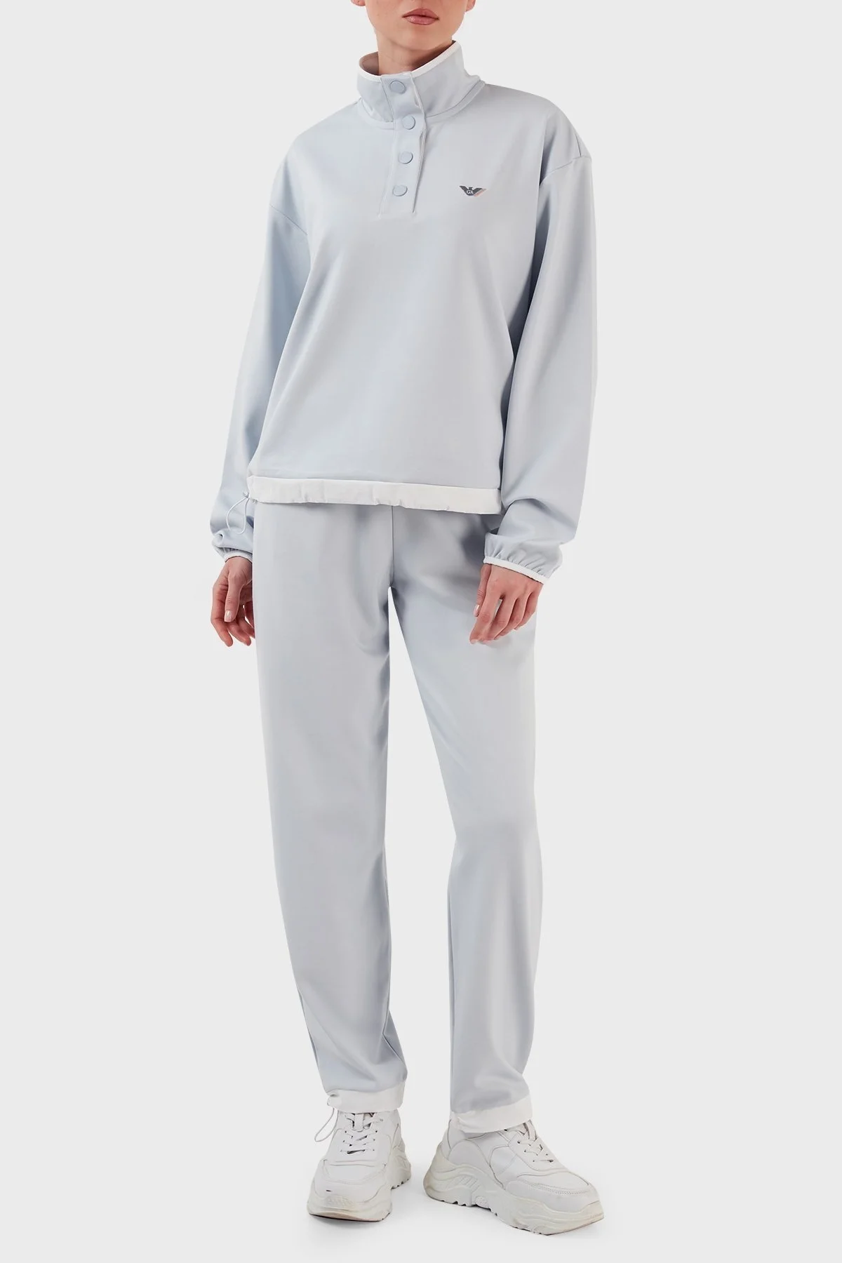 Emporio Armani Logolu Relaxed Fit Dik Yaka Bayan Sweat 3R2M7M 2JWHZ 0703 AÇIK MAVİ - 5