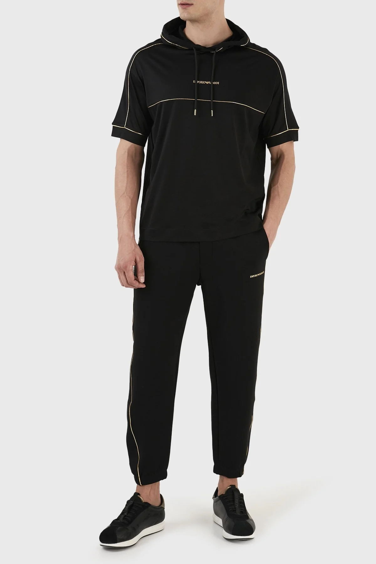 Emporio Armani Logolu Relaxed Fit Kapüşonlu Erkek T Shirt 3R1TL6 1JUVZ 0999 SİYAH - 4