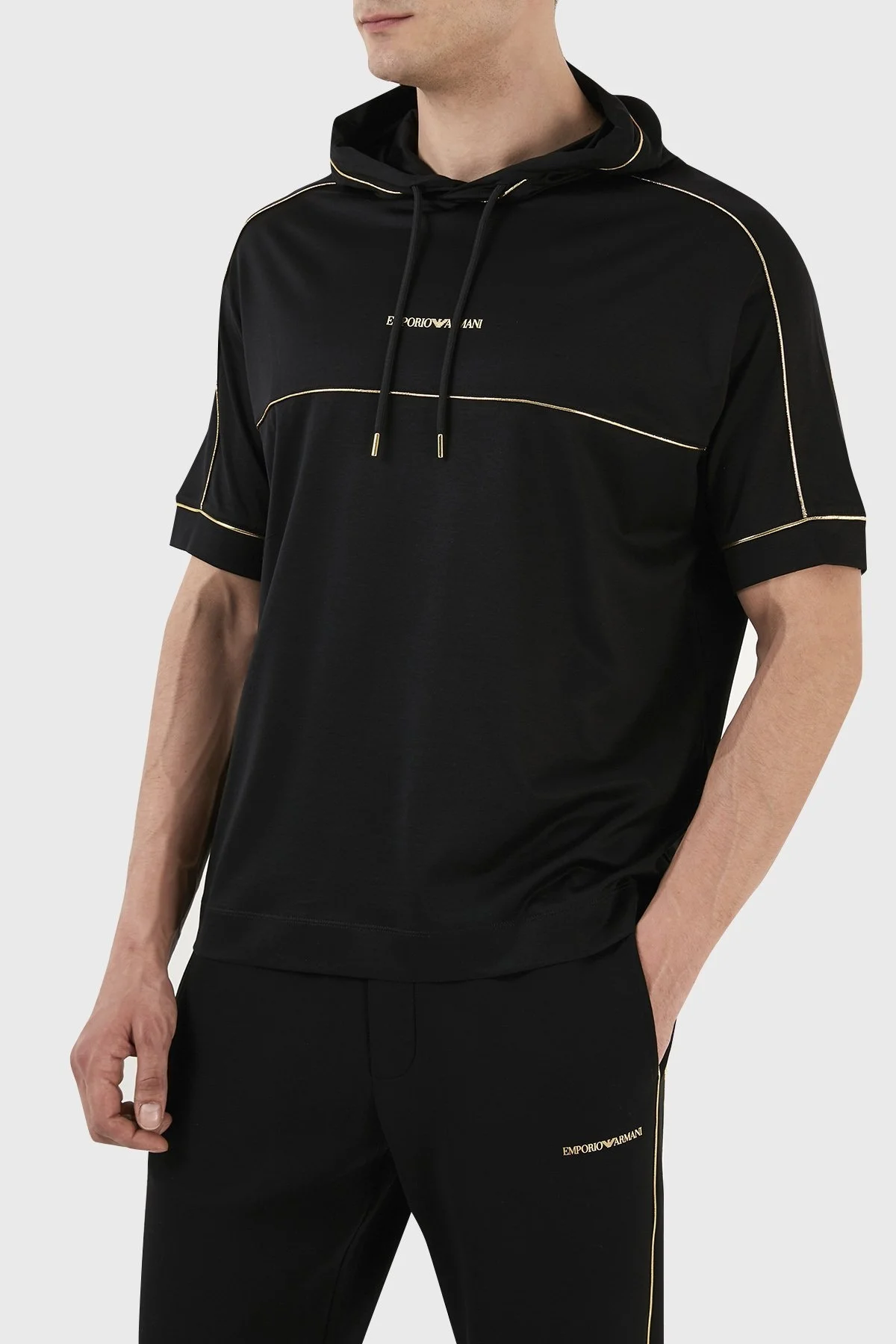 Emporio Armani Logolu Relaxed Fit Kapüşonlu Erkek T Shirt 3R1TL6 1JUVZ 0999 SİYAH - 6