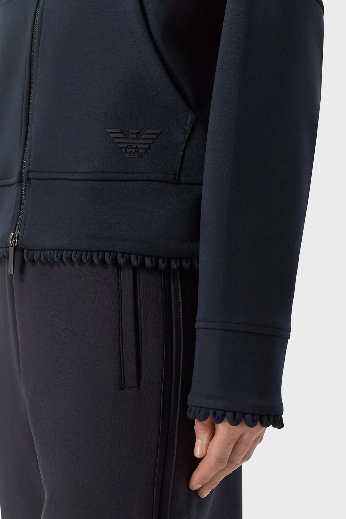 Emporio Armani Logolu Relaxed Fit Kapüşonlu Kadın Ceket EW004729 AF25831 MB136 Lacivert - 4