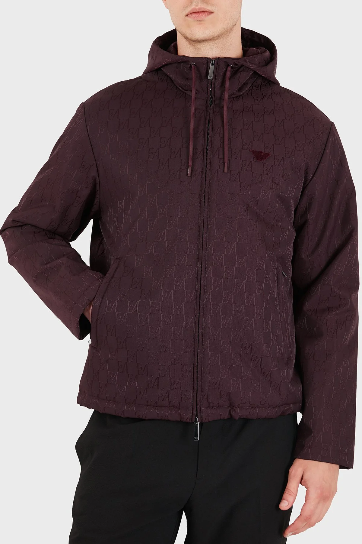 Emporio Armani Logolu Relaxed Fit Kapüşonlu Suya Dayanıklı Erkek Ceket EM006736 AF29202 F6250 Kahve - 1