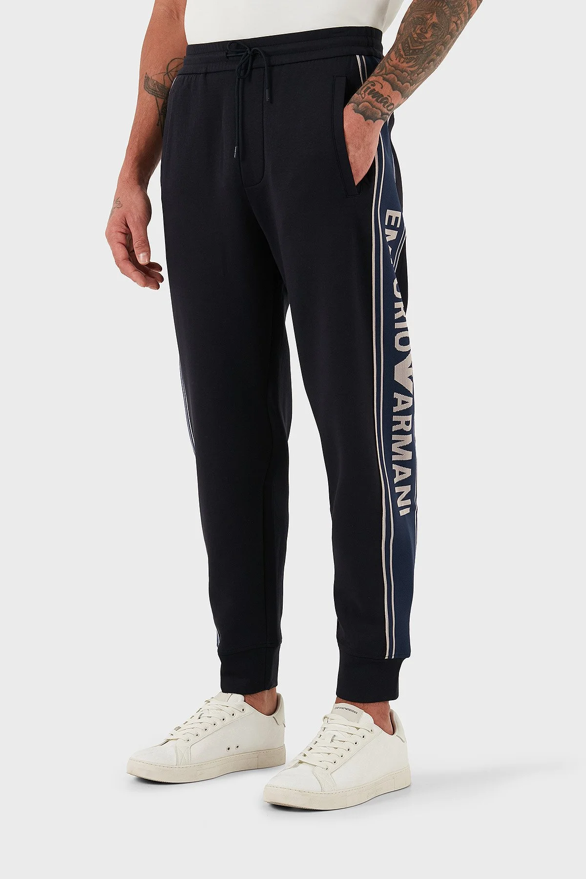 Emporio Armani Logolu Relaxed Fit Normal Bel Lastikli Paça Jogger Erkek Pantolon EM002914 AF10013 UB118 LACİVERT - 4