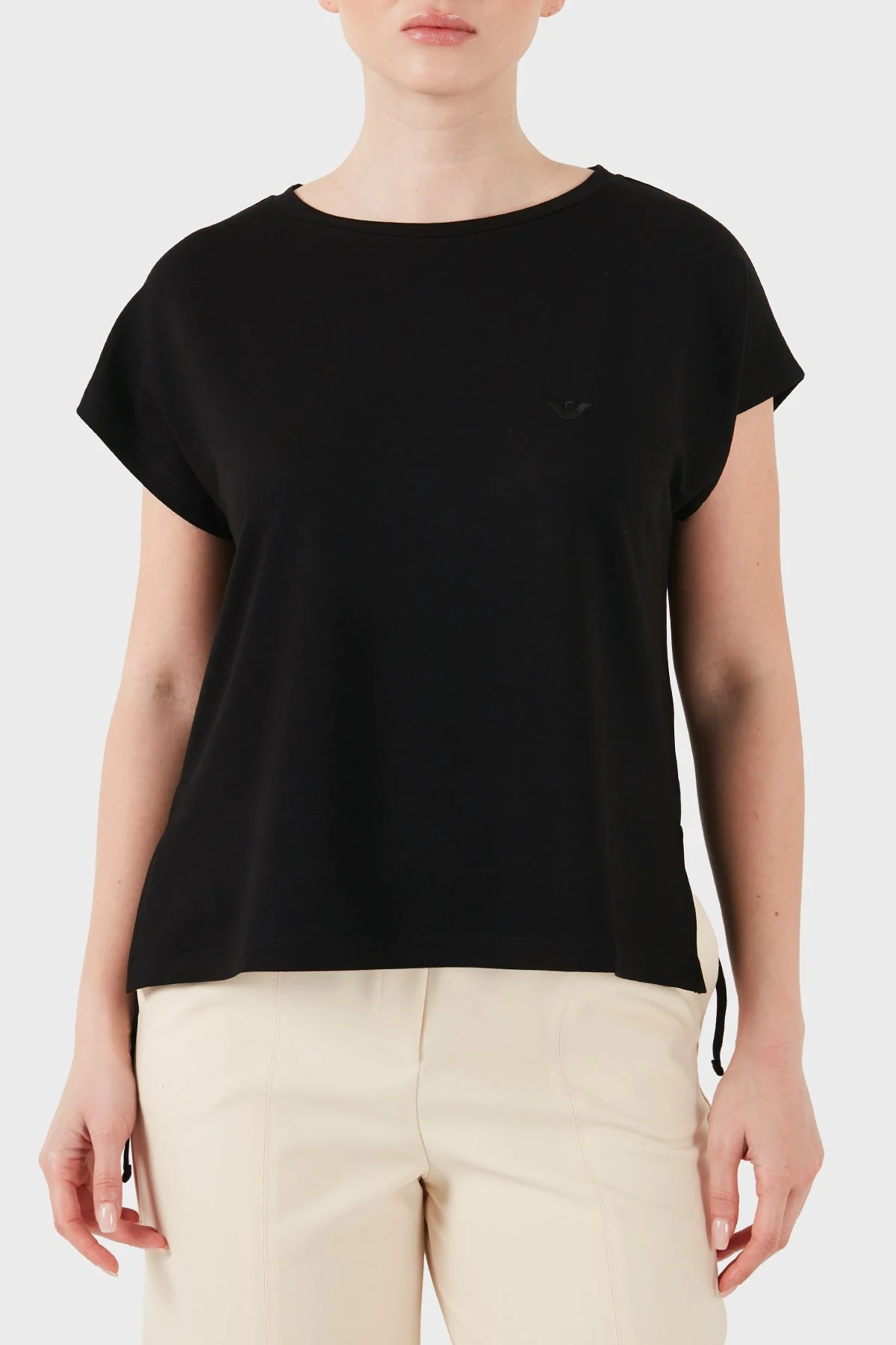Emporio Armani Logolu Relaxed Fit Yuvarlak Kadın T Shirt EW002908 AF19032 UC001 SİYAH - 1