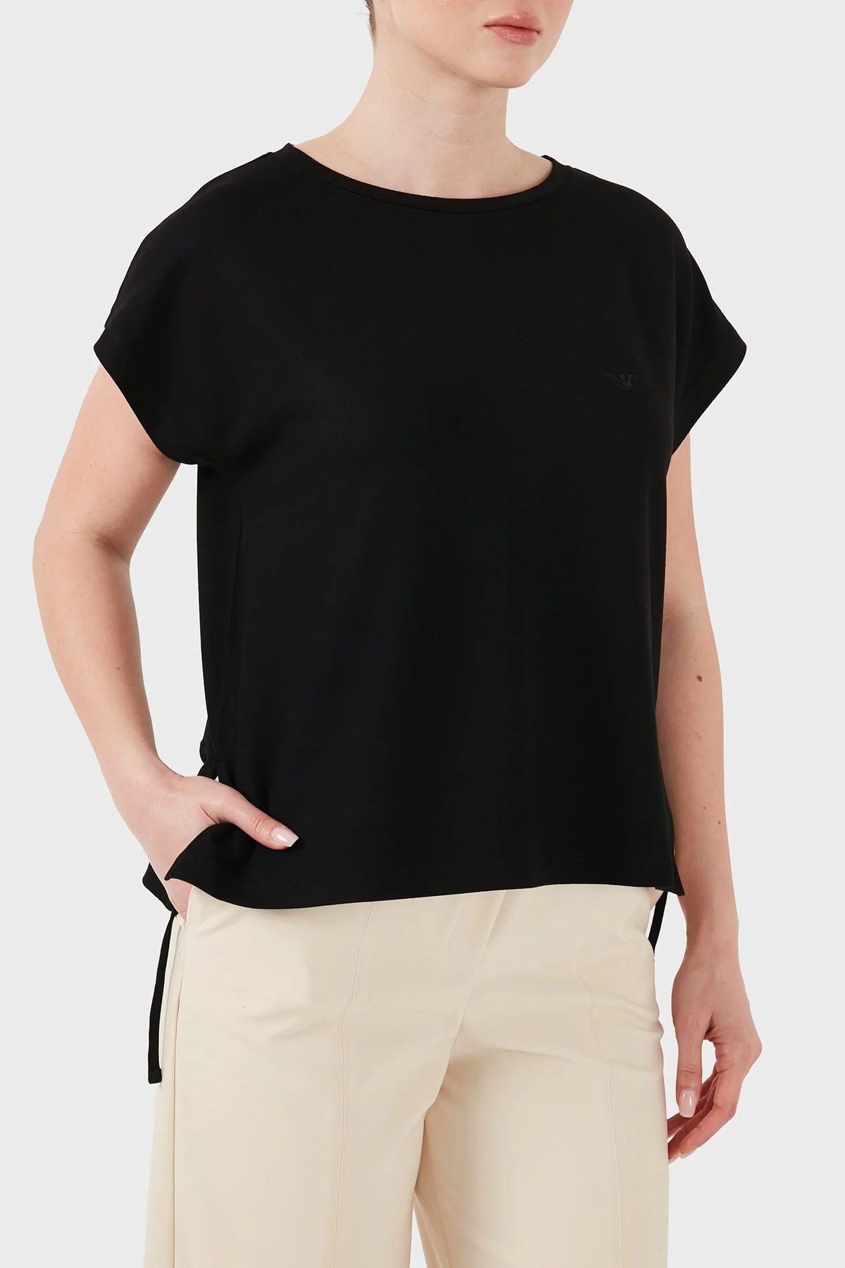 Emporio Armani Logolu Relaxed Fit Yuvarlak Kadın T Shirt EW002908 AF19032 UC001 SİYAH - 3