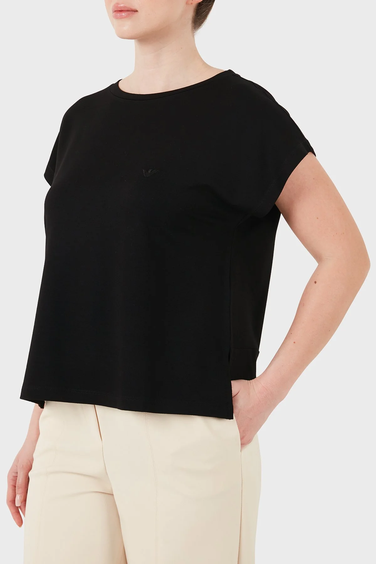 Emporio Armani Logolu Relaxed Fit Yuvarlak Kadın T Shirt EW002908 AF19032 UC001 SİYAH - 4