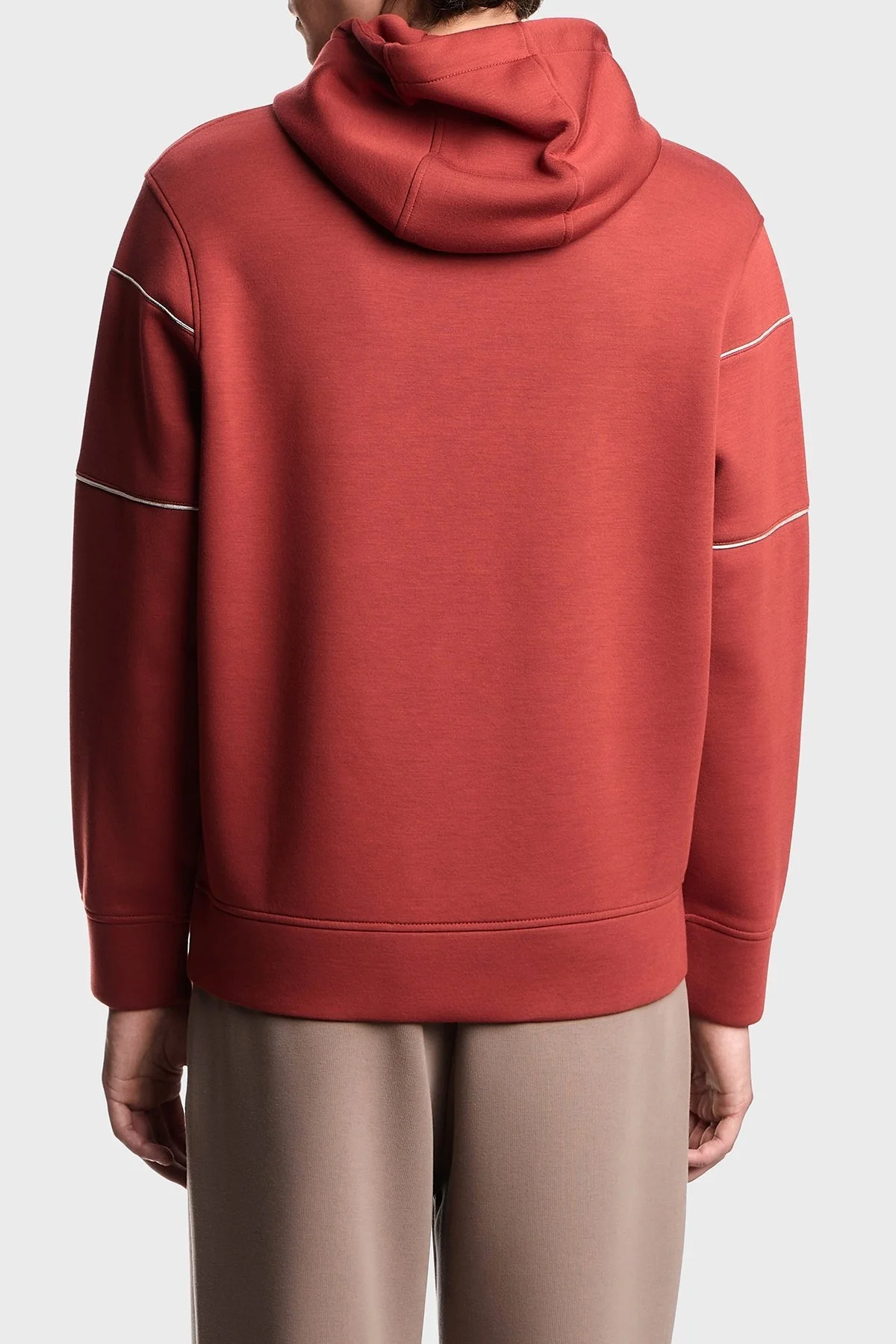Emporio Armani Logolu Şerit Detaylı Regular Fit Kapüşonlu Erkek Sweat EM002885 AF17545 U5035 KIRMIZI - 3