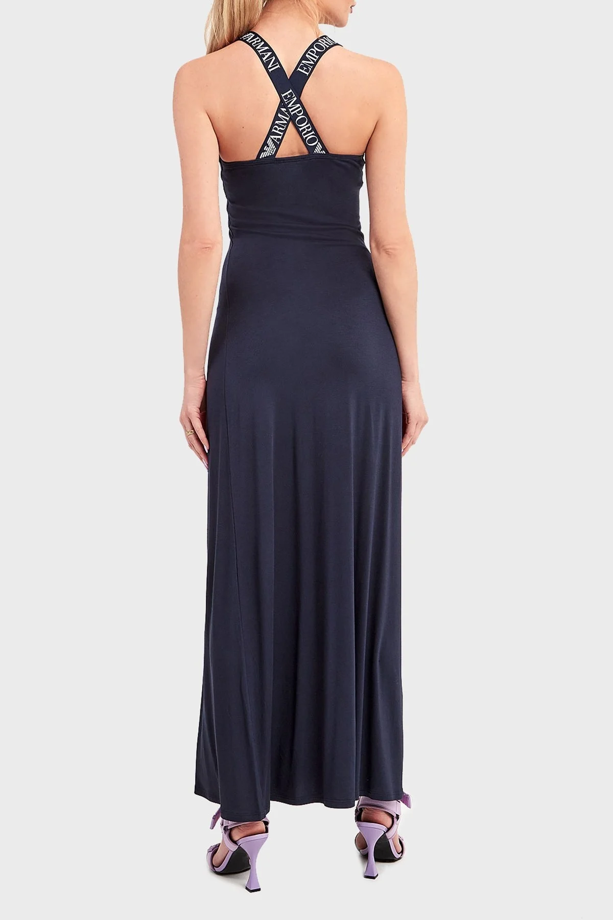 Emporio Armani Logolu Sırt Detaylı Maxi Bayan Elbise 262718 2R314 00135 LACİVERT - 3