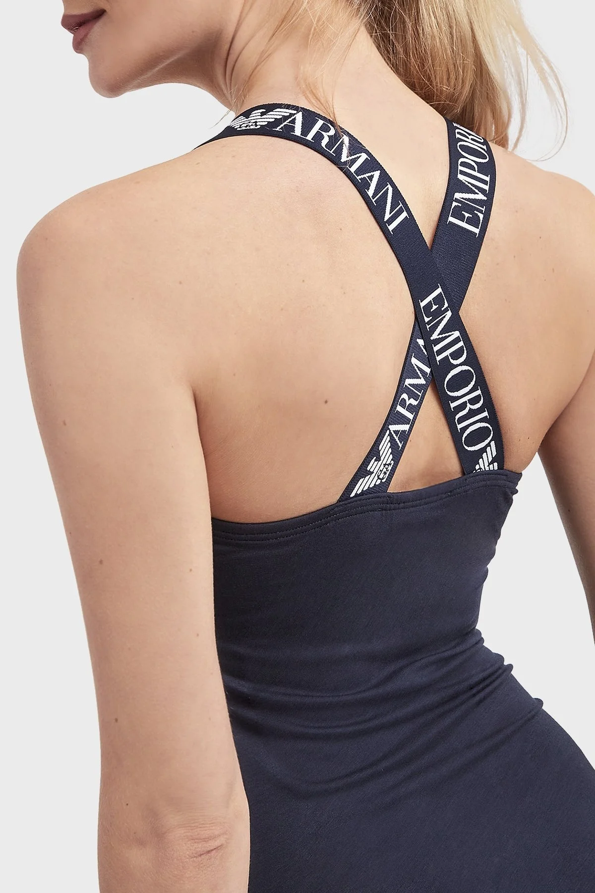 Emporio Armani Logolu Sırt Detaylı Maxi Bayan Elbise 262718 2R314 00135 LACİVERT - 4