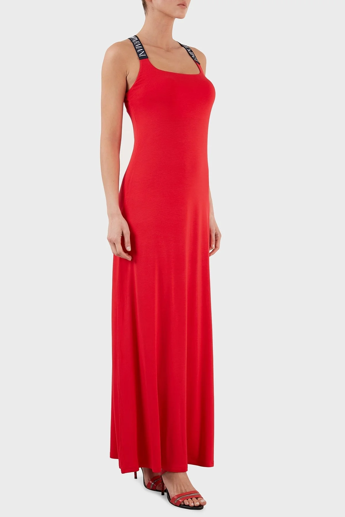 Emporio Armani Logolu Sırt Detaylı Maxi Bayan Elbise S 262718 2R314 00173 KIRMIZI - 3
