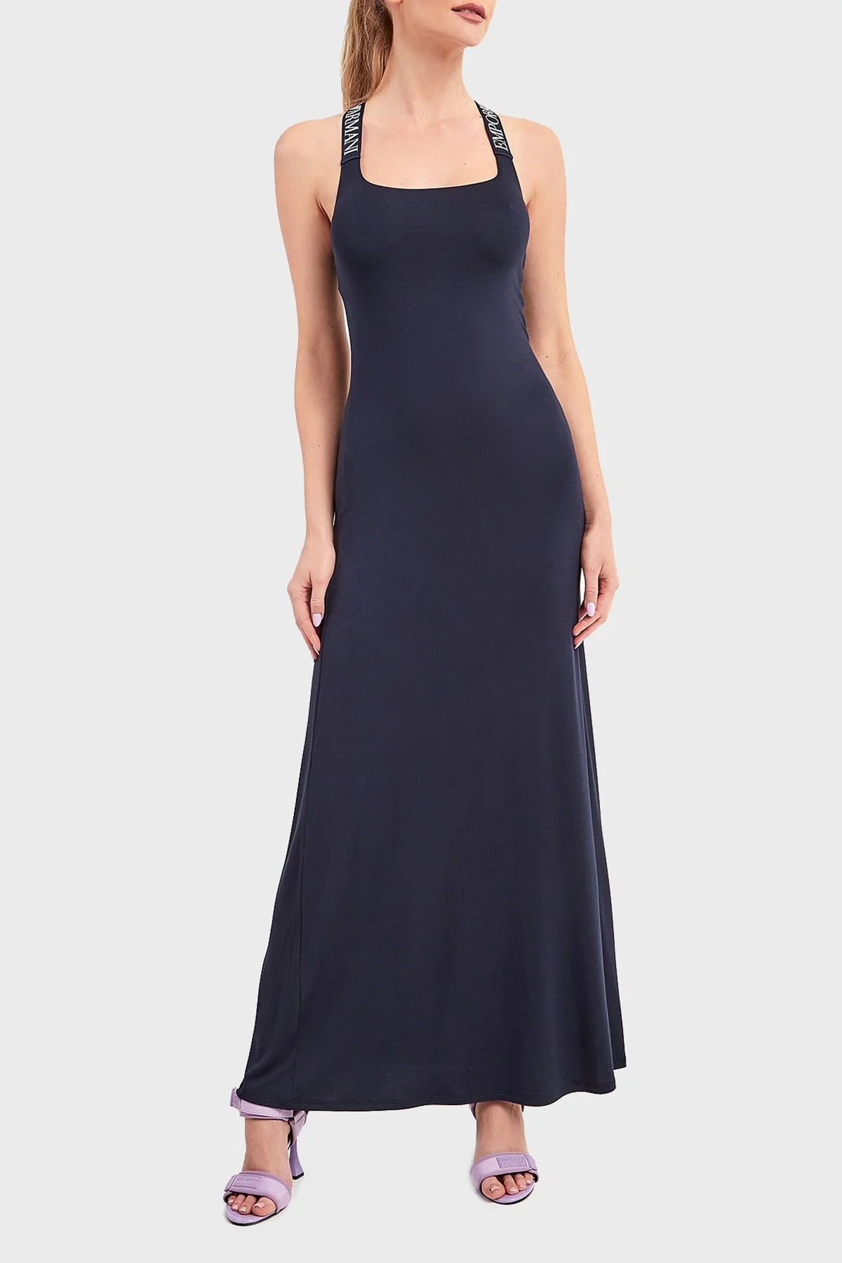 Emporio Armani Logolu Sırt Detaylı Maxi Elbise Bayan Plaj Elbisesi S 262718 2R314 00135 LACİVERT - 1