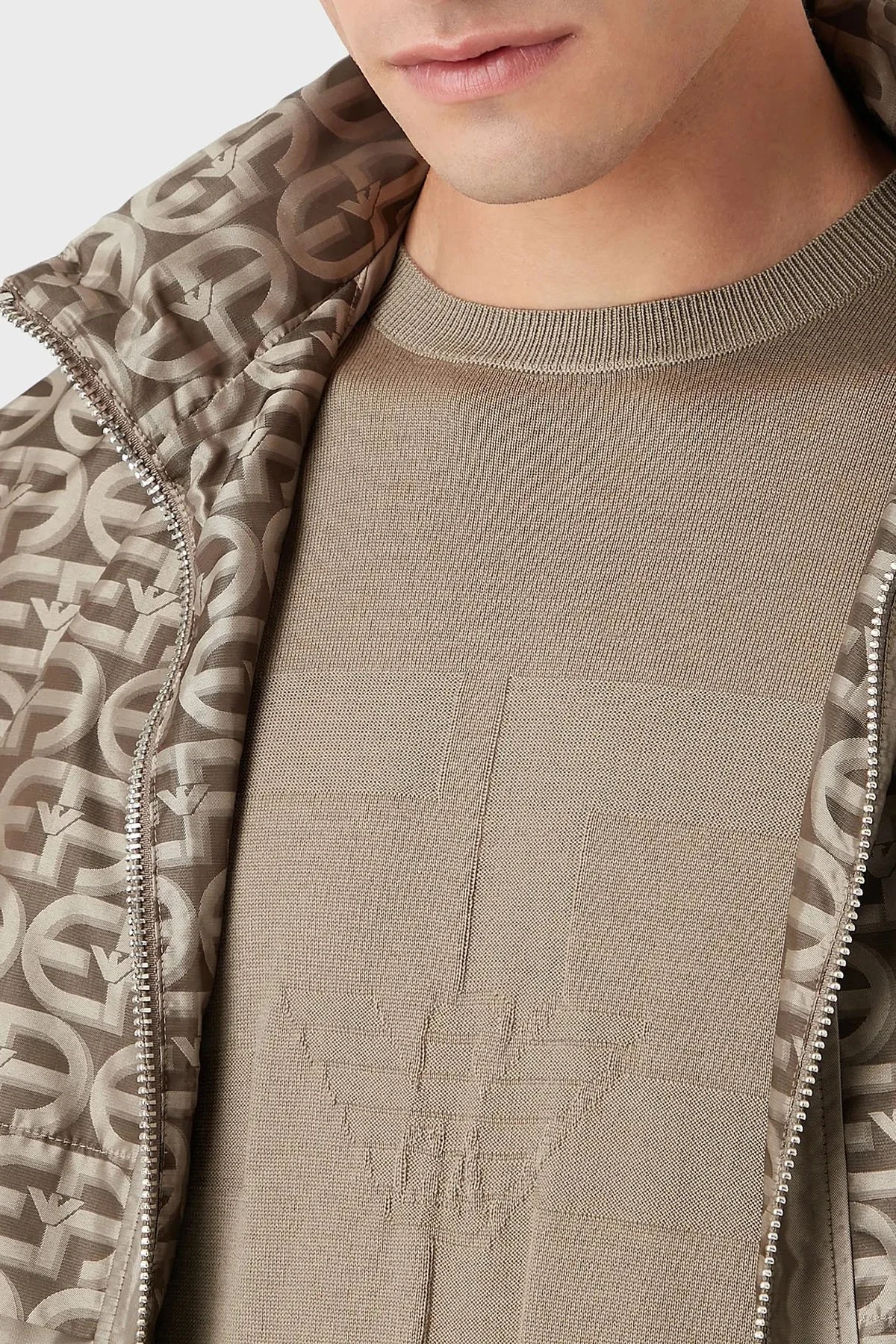 Emporio Armani Logolu Slim Fit Bisiklet Yaka % 100 Yün Erkek Kazak 6L1MU7 1MMVZ 0137 VİZON - 6