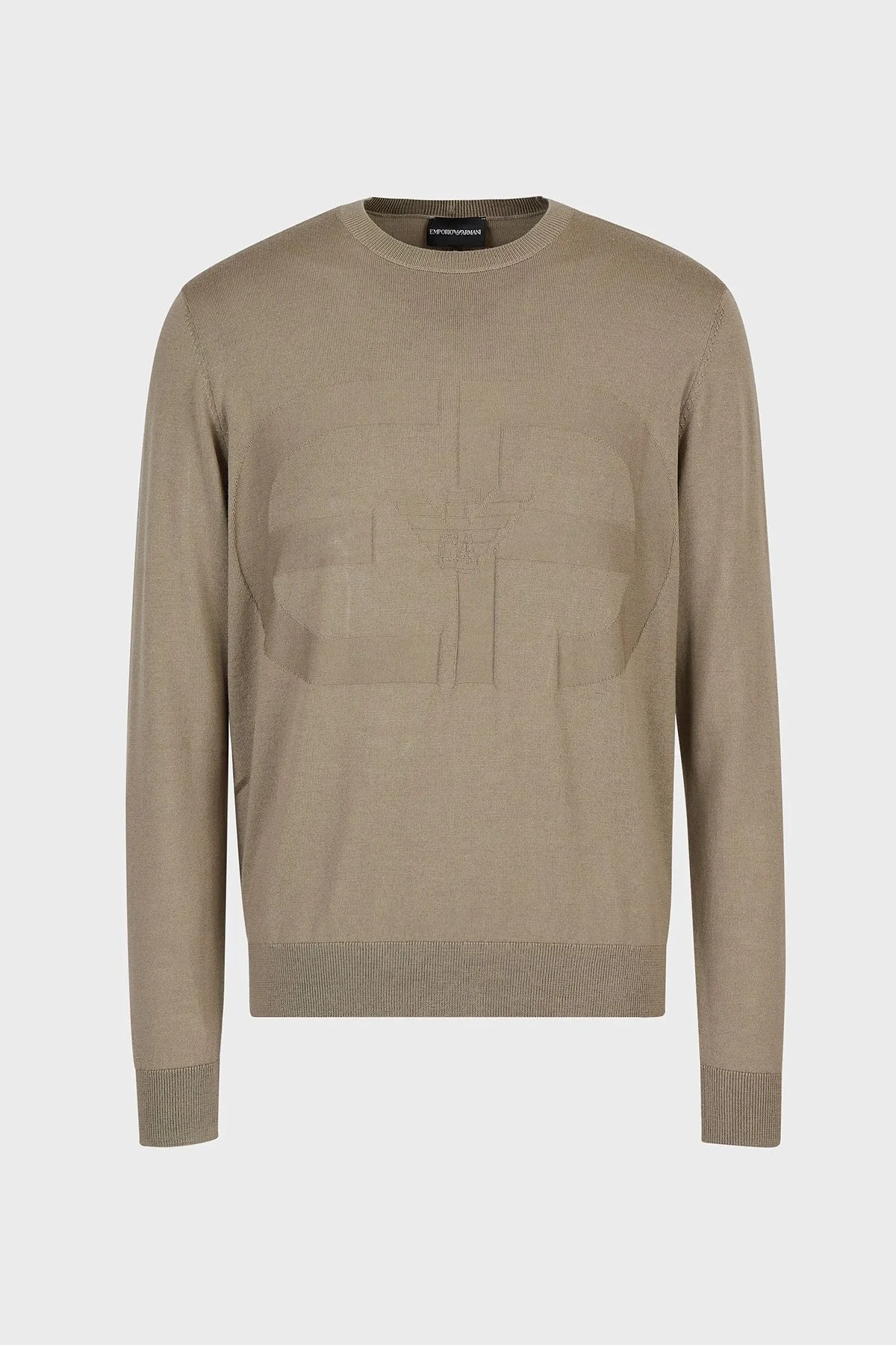 Emporio Armani Logolu Slim Fit Bisiklet Yaka % 100 Yün Erkek Kazak 6L1MU7 1MMVZ 0137 VİZON - 8