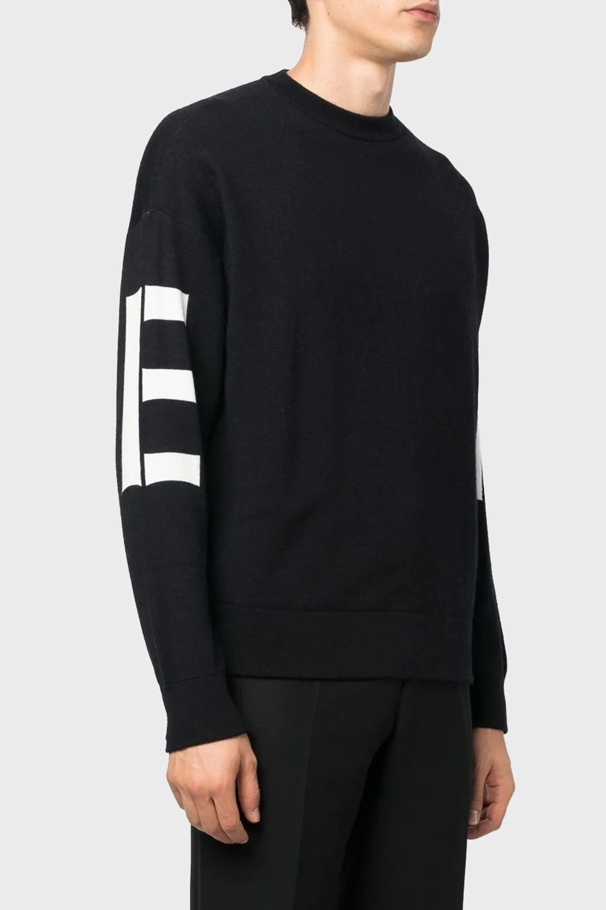 Emporio Armani Logolu Slim Fit Bisiklet Yaka % 100 Yün Erkek Kazak 6L1MXV 1MBZZ F945 LACİVERT - 1