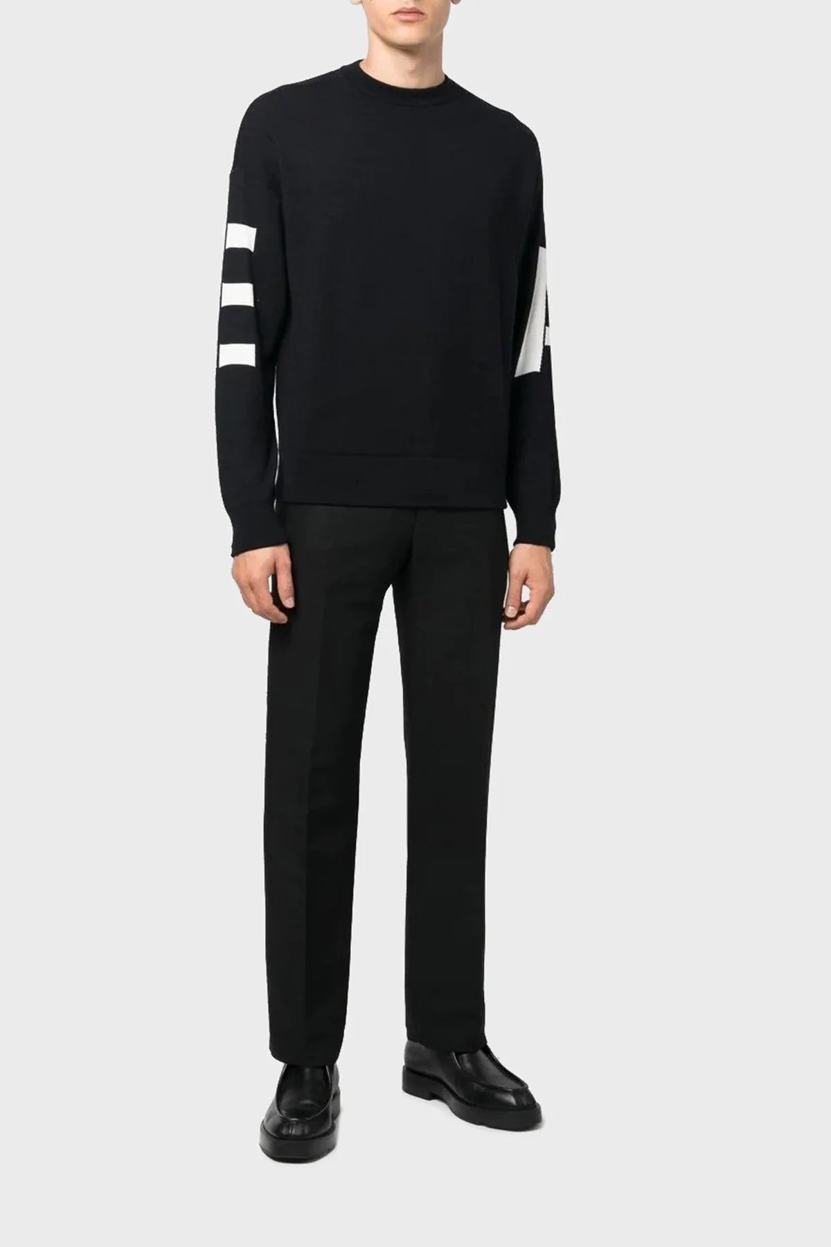 Emporio Armani Logolu Slim Fit Bisiklet Yaka % 100 Yün Erkek Kazak 6L1MXV 1MBZZ F945 LACİVERT - 2