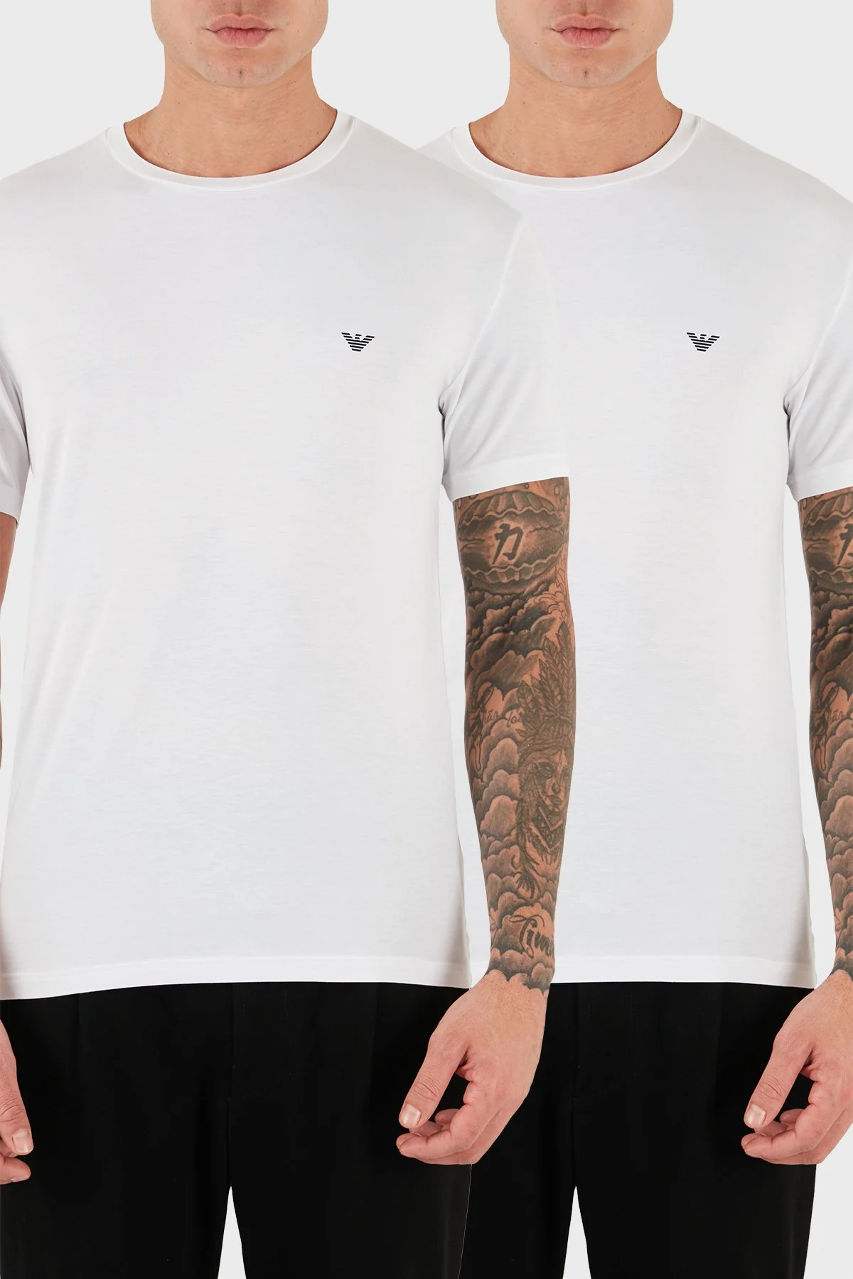 Emporio Armani Logolu Slim Fit Bisiklet Yaka 2 Pack Erkek T Shirt EM001849 AF14134 M0082 BEYAZ - 1